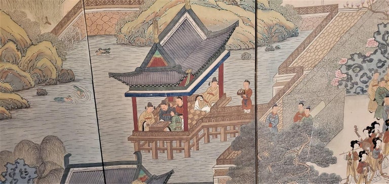 Early 20th Century Korean 8-Panel Hand Painted Screen For Sale 1