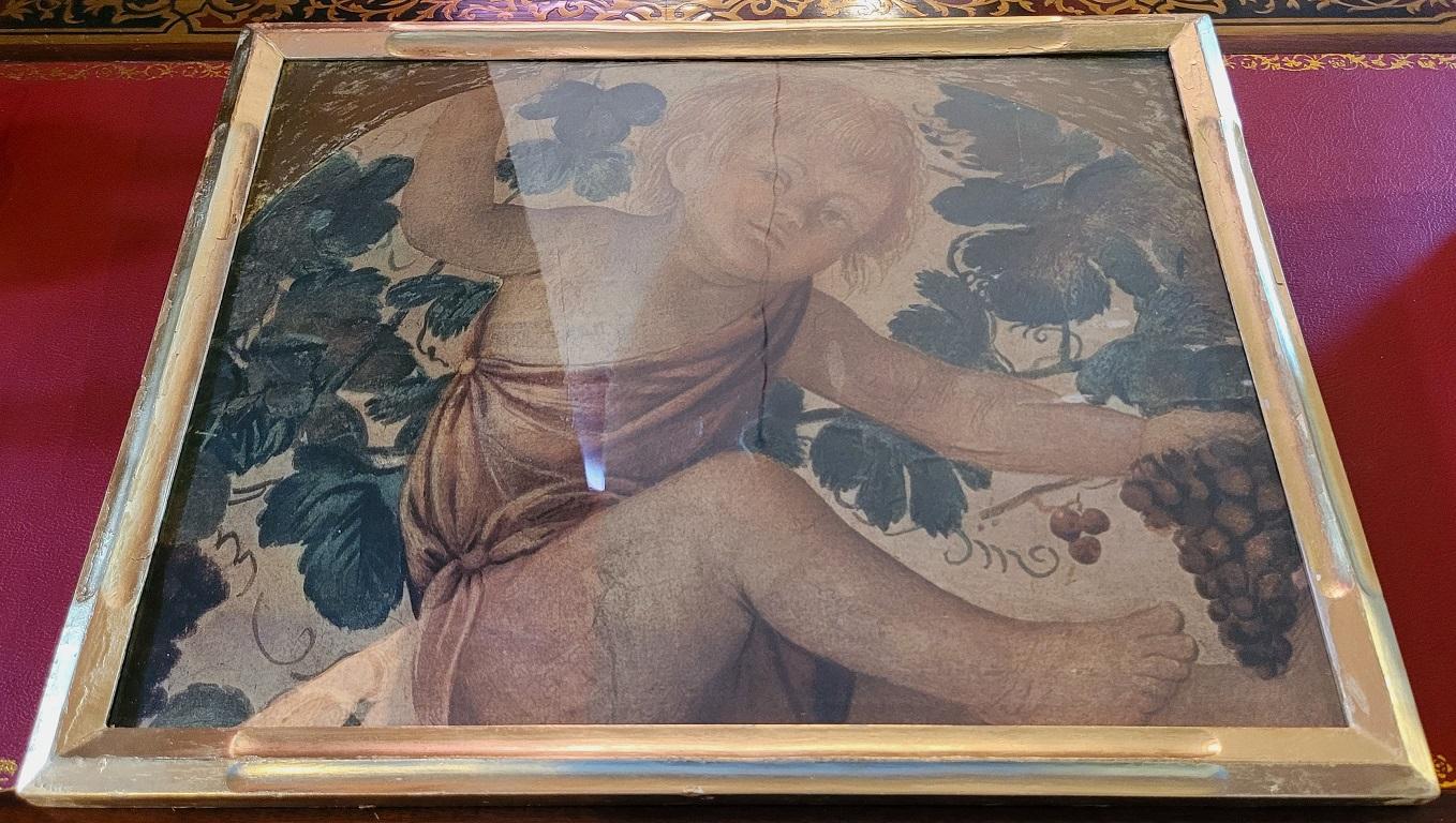 PRESENTING A GLORIOUS & RARE Early 20C Medici Print of ‘Putti Under a Vine’.

From the very early 20th Century, circa 1911.

Framed and sold by Foster Bros. of Park Square, Boston. The sole agents for the Medici Society in the US.

Has the original