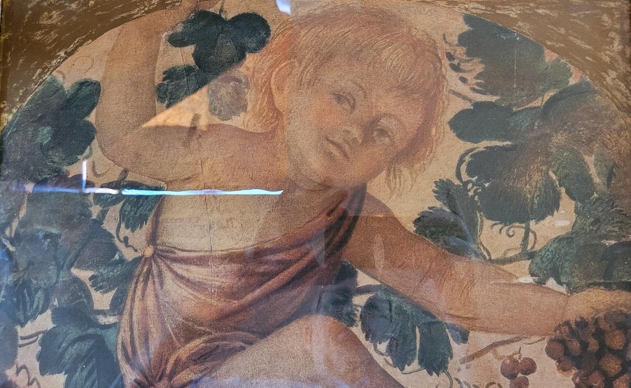 Classical Roman Early 20C Medici Print of Putti Under a Vine For Sale