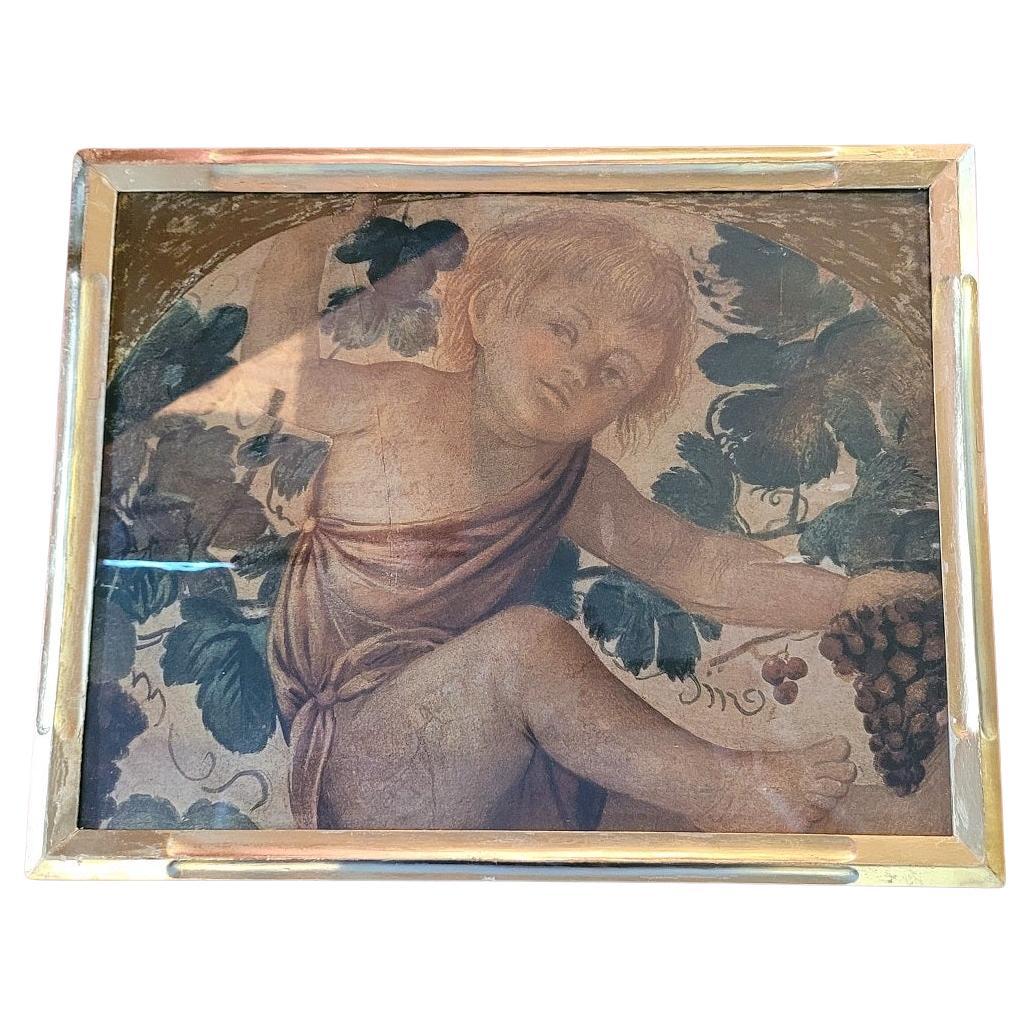Early 20C Medici Print of Putti Under a Vine For Sale