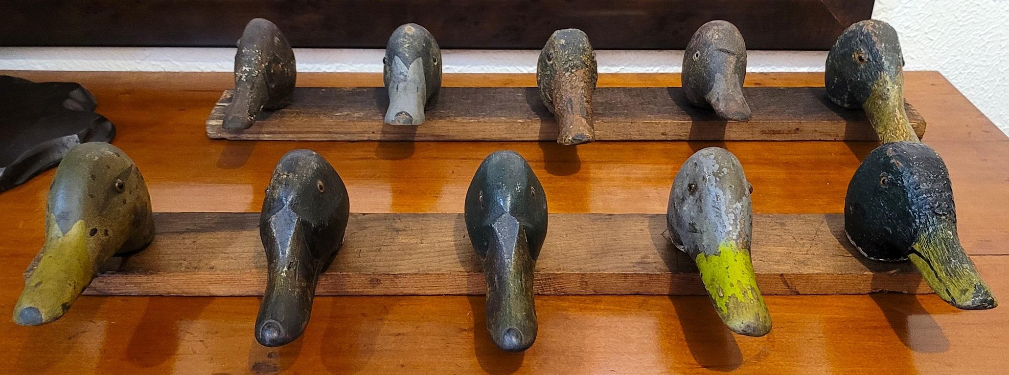 Early 20C Mounted Duck Decoy Heads 2 For Sale 1