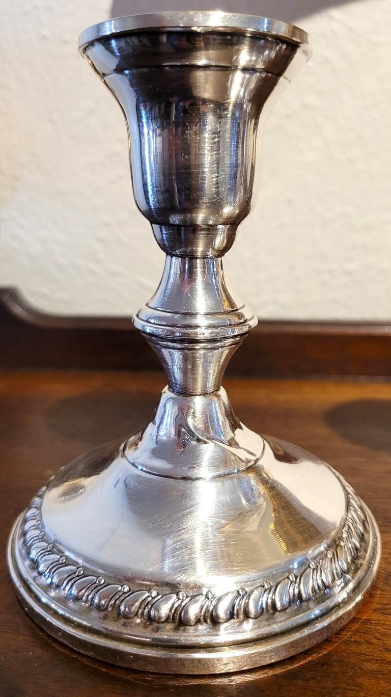 Early 20C Pair of Sterling Silver Columbia Weighted Candlesticks For Sale 3