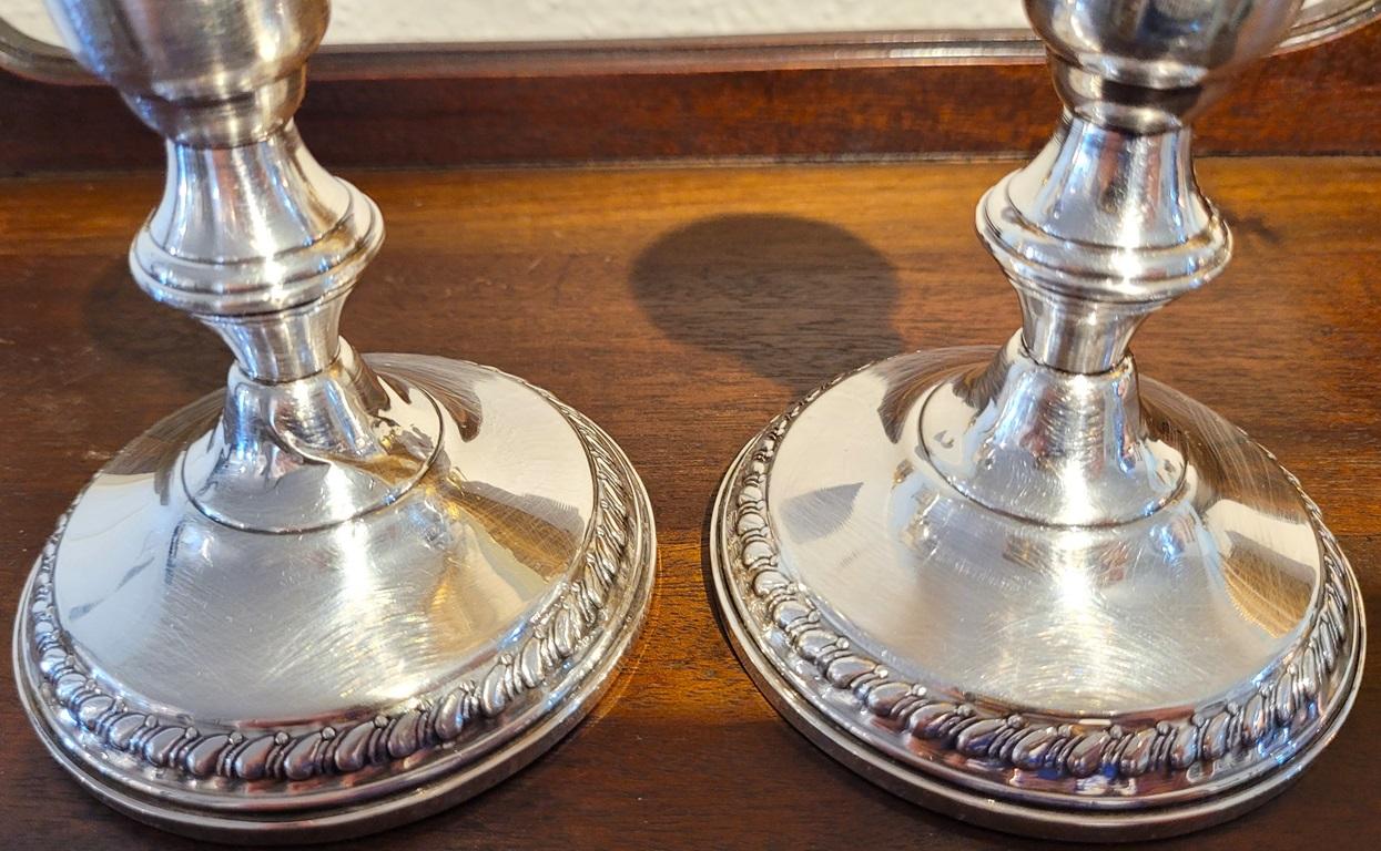 Early 20C Pair of Sterling Silver Columbia Weighted Candlesticks For Sale 1