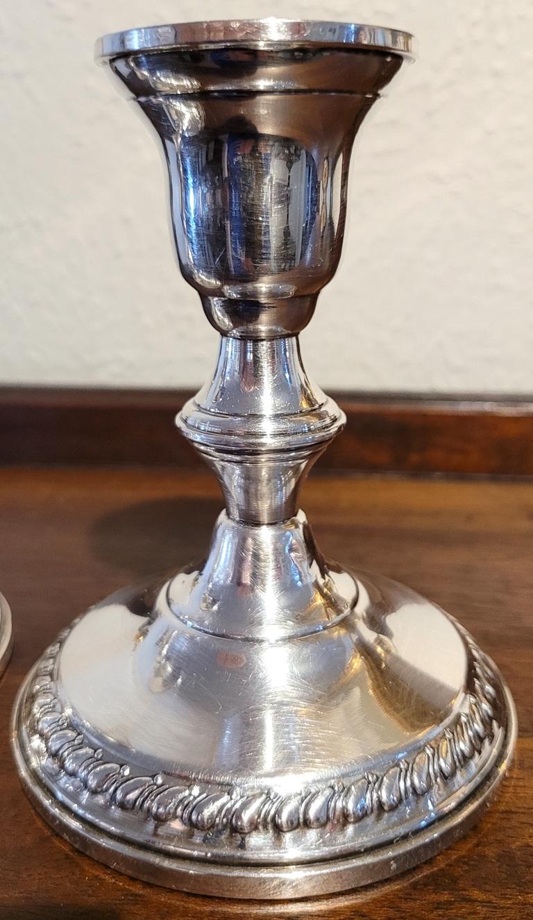 Early 20C Pair of Sterling Silver Columbia Weighted Candlesticks For Sale 2