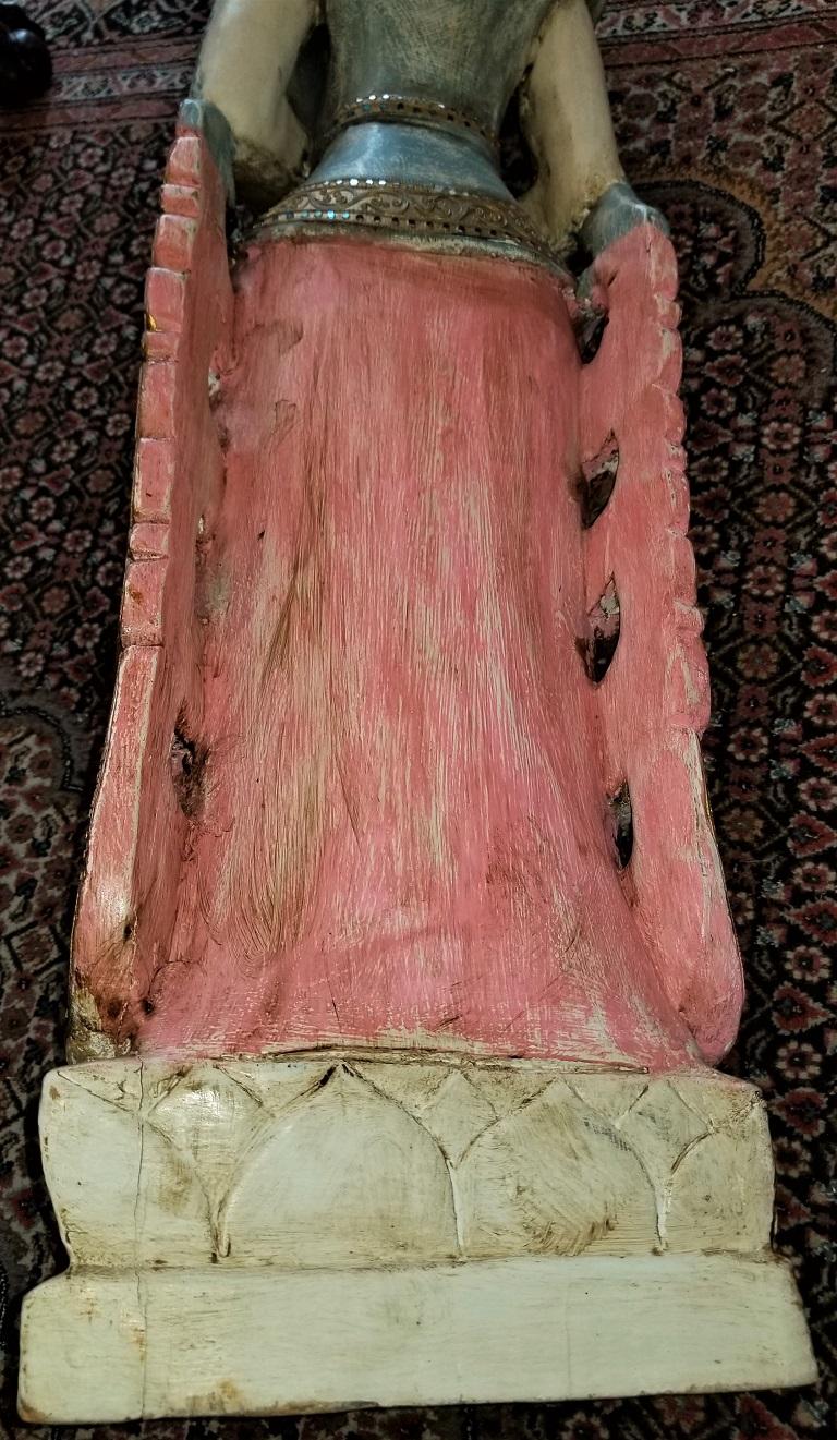 Early 20C Thai Goddess of Love Polychrome Statue For Sale 1