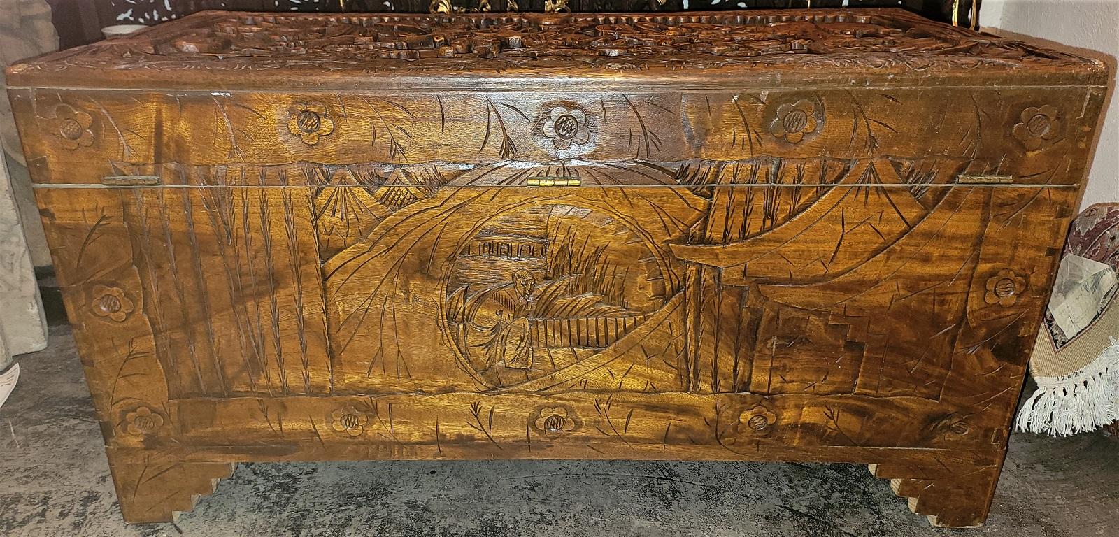Early 20C The Queen Playing with Sword Camphor Dowry Chest 7