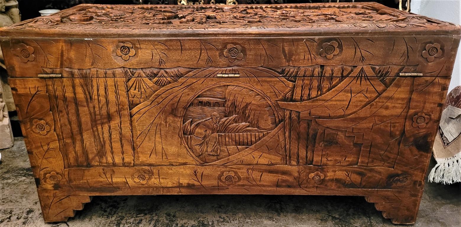 Early 20C The Queen Playing with Sword Camphor Dowry Chest 8