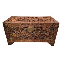 Early 20C The Queen Playing with Sword Camphor Dowry Chest