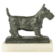Sculpture en bronze du début du 20ème siècle - Chien Terrier Ecossais - Paul Edouard Dreux