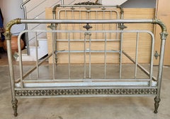 Early 20th Antique French Brass  & Bronze Bed , Doble Size