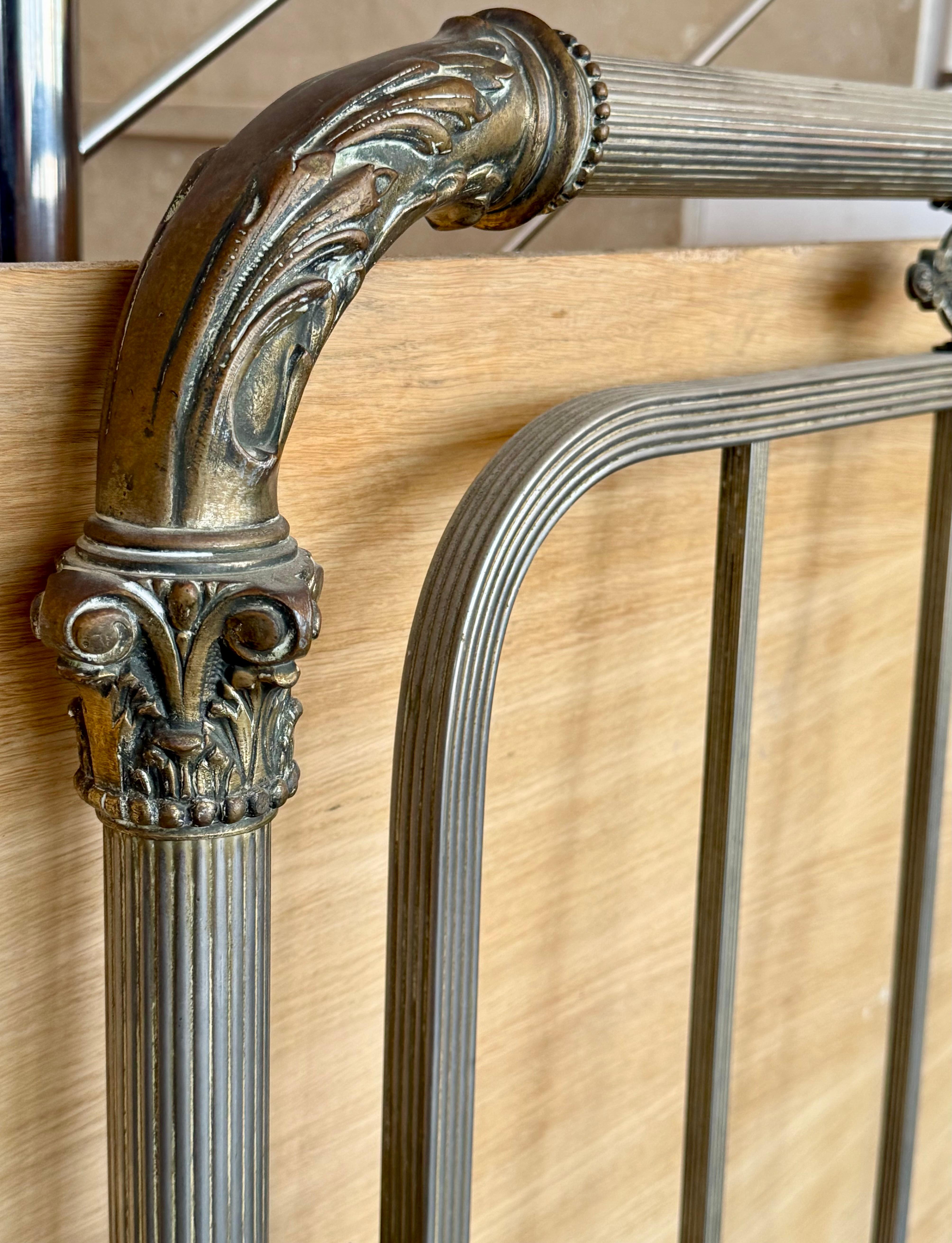 Early 20th Antique French Brass  & Bronze Bed , Doble Size For Sale 2
