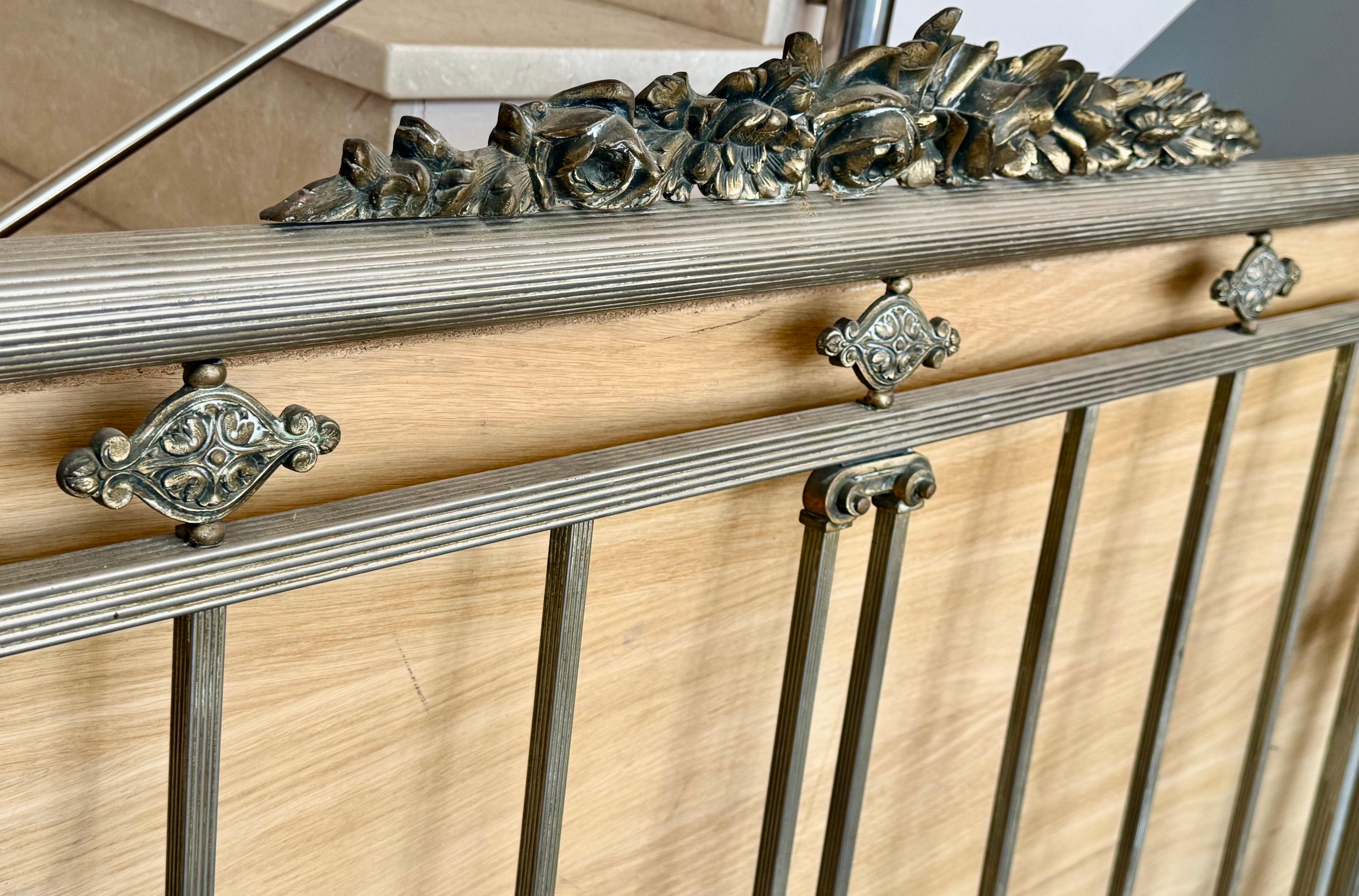 Early 20th Antique French Brass  & Bronze Bed , Doble Size For Sale 3