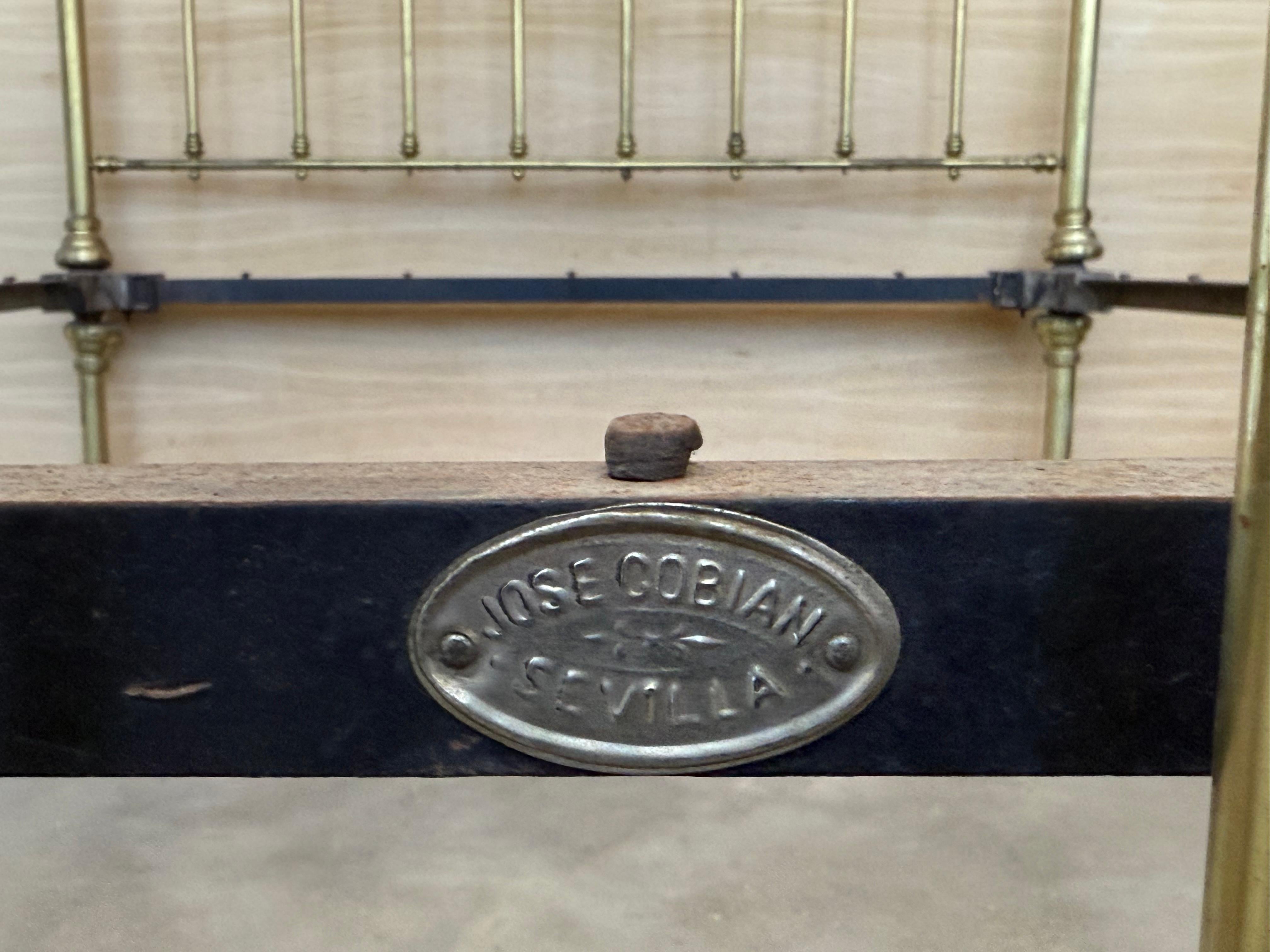 Début 20ème Antique French Brass  & Bronze Bed , Queen  Taille en vente 4