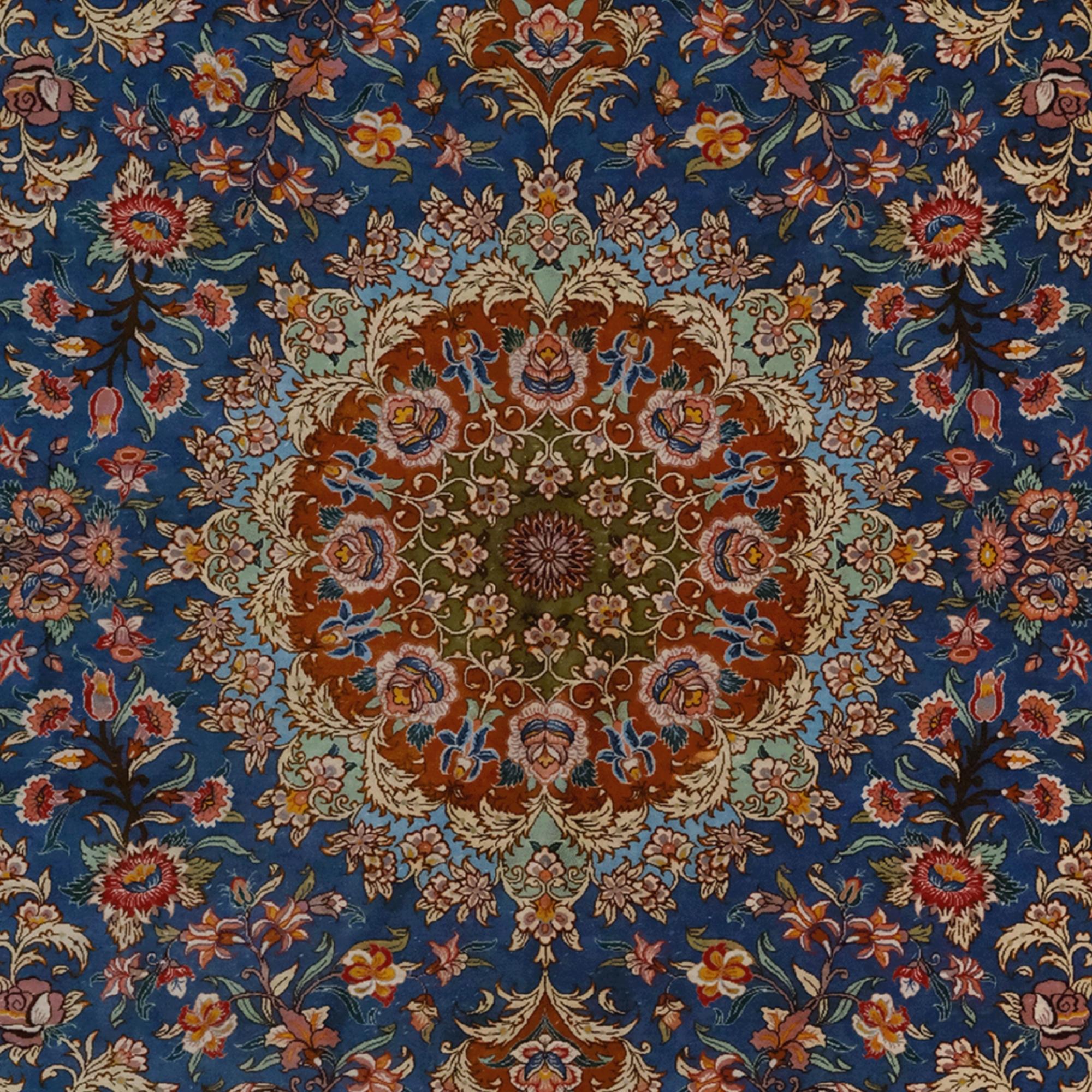 Persian Early 20th Antique Signed Silk Qum Rug For Sale