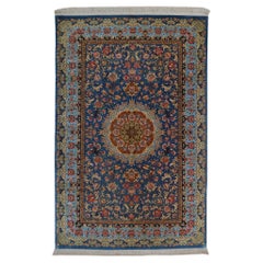 Early 20th Antique Signed Silk Qum Rug