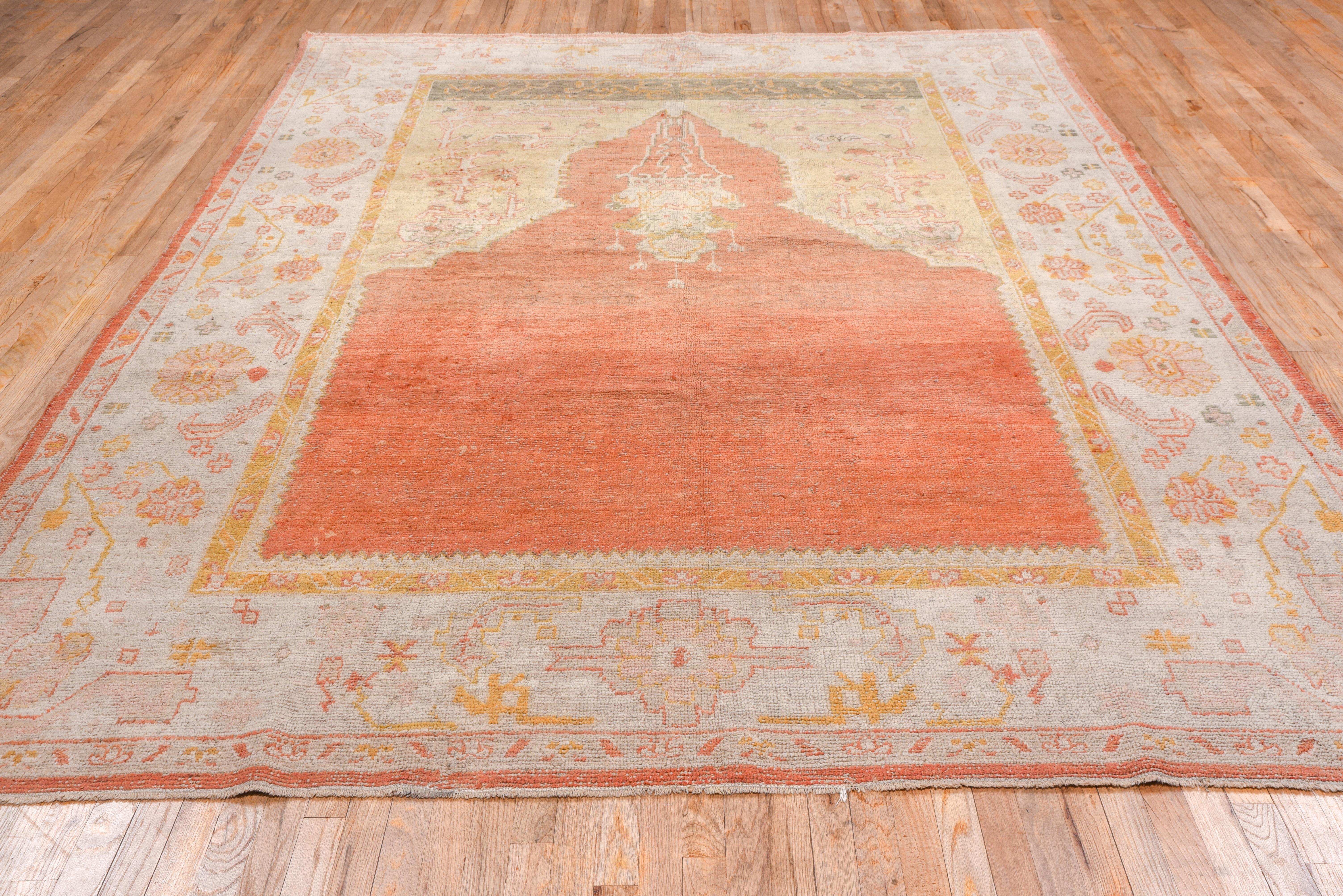 Hand-Knotted Early 20th Antique Turkish Oushak Carpet, Ghirodes Style