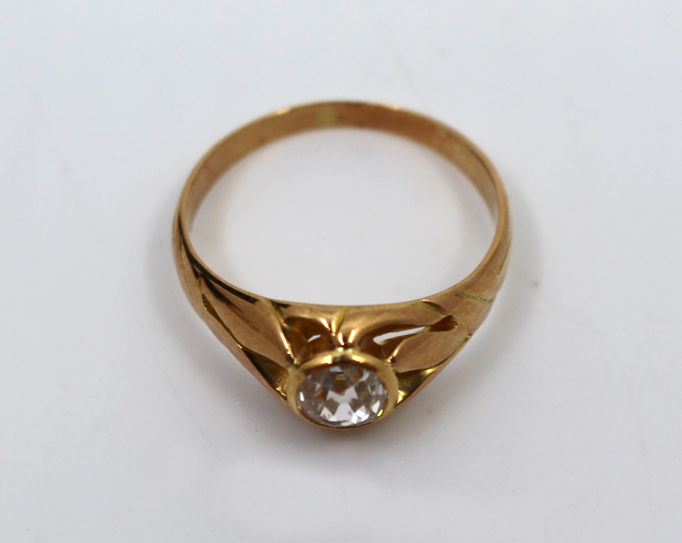 Bague en or rose 15 carats avec diamants 0,52 carat, début du 20e siècle Bon état - En vente à Worcester, GB