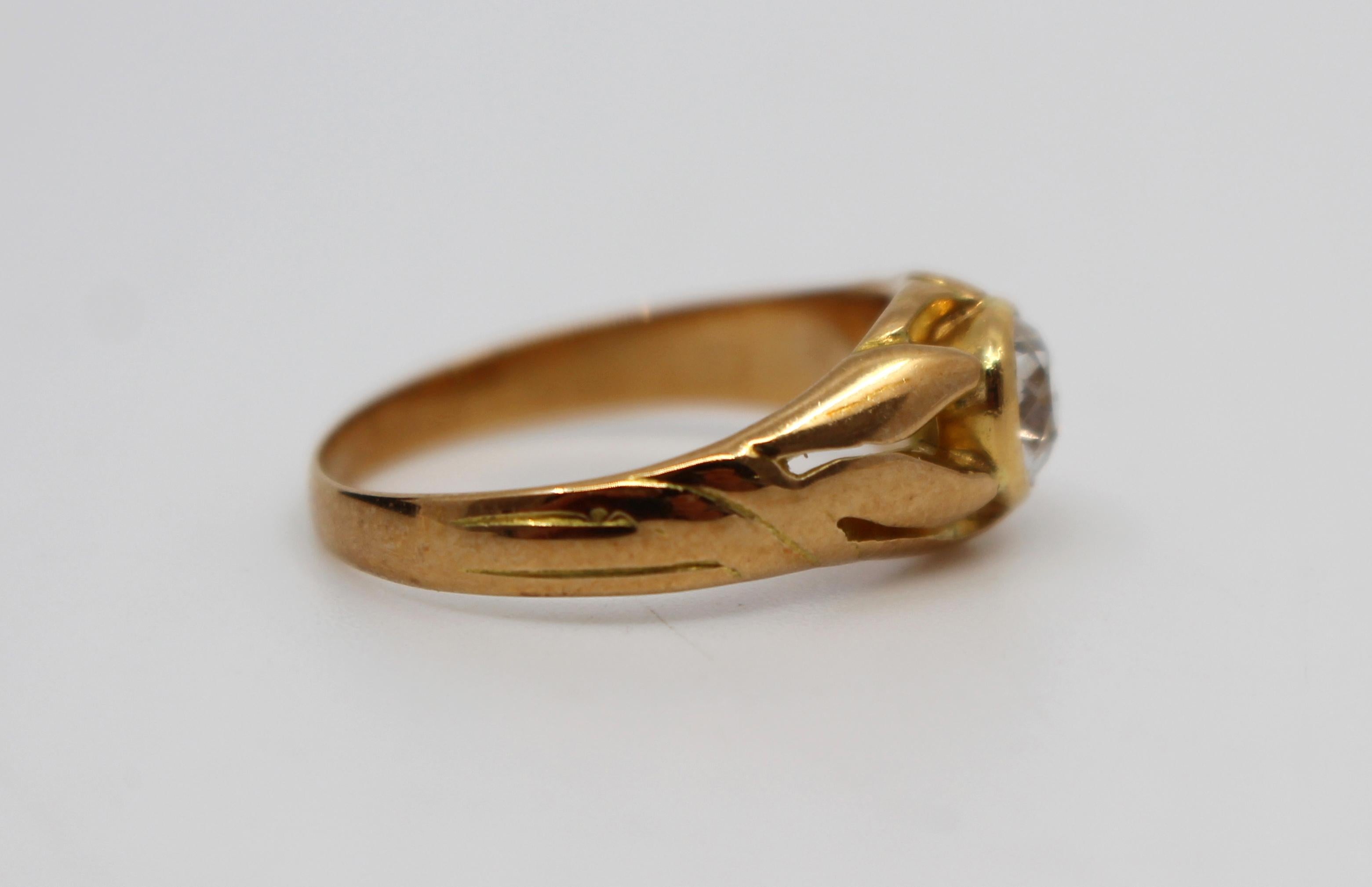 Or Bague en or rose 15 carats avec diamants 0,52 carat, début du 20e siècle en vente