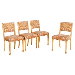 4 sedie in stile Grace svedese in legno biondo con tessuto Paisley dei primi anni del XX secolo