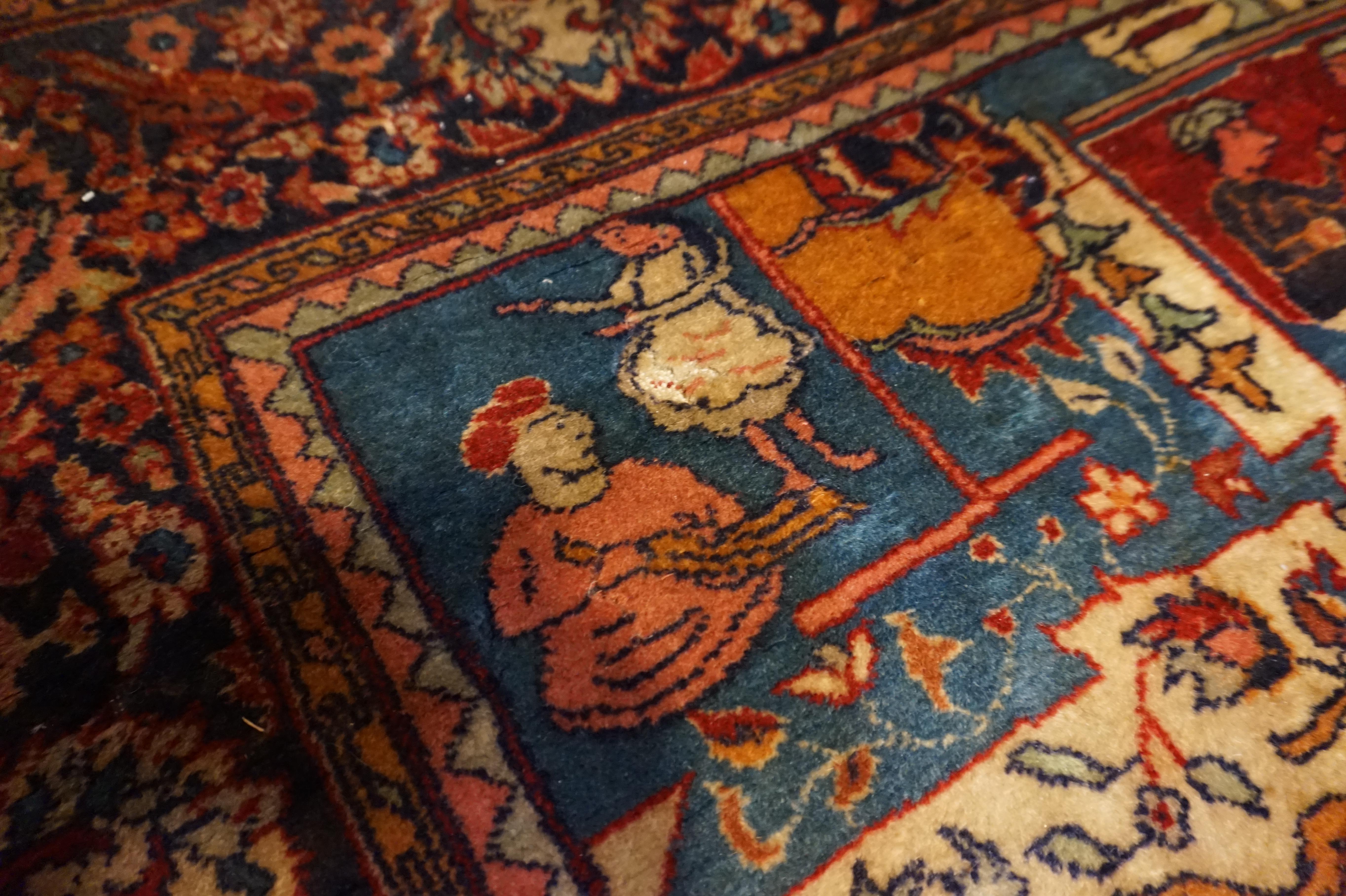 19th C. Agra Rug with Maharaja and Hunting Scene Tigers, Elephants Symbolism For Sale 5