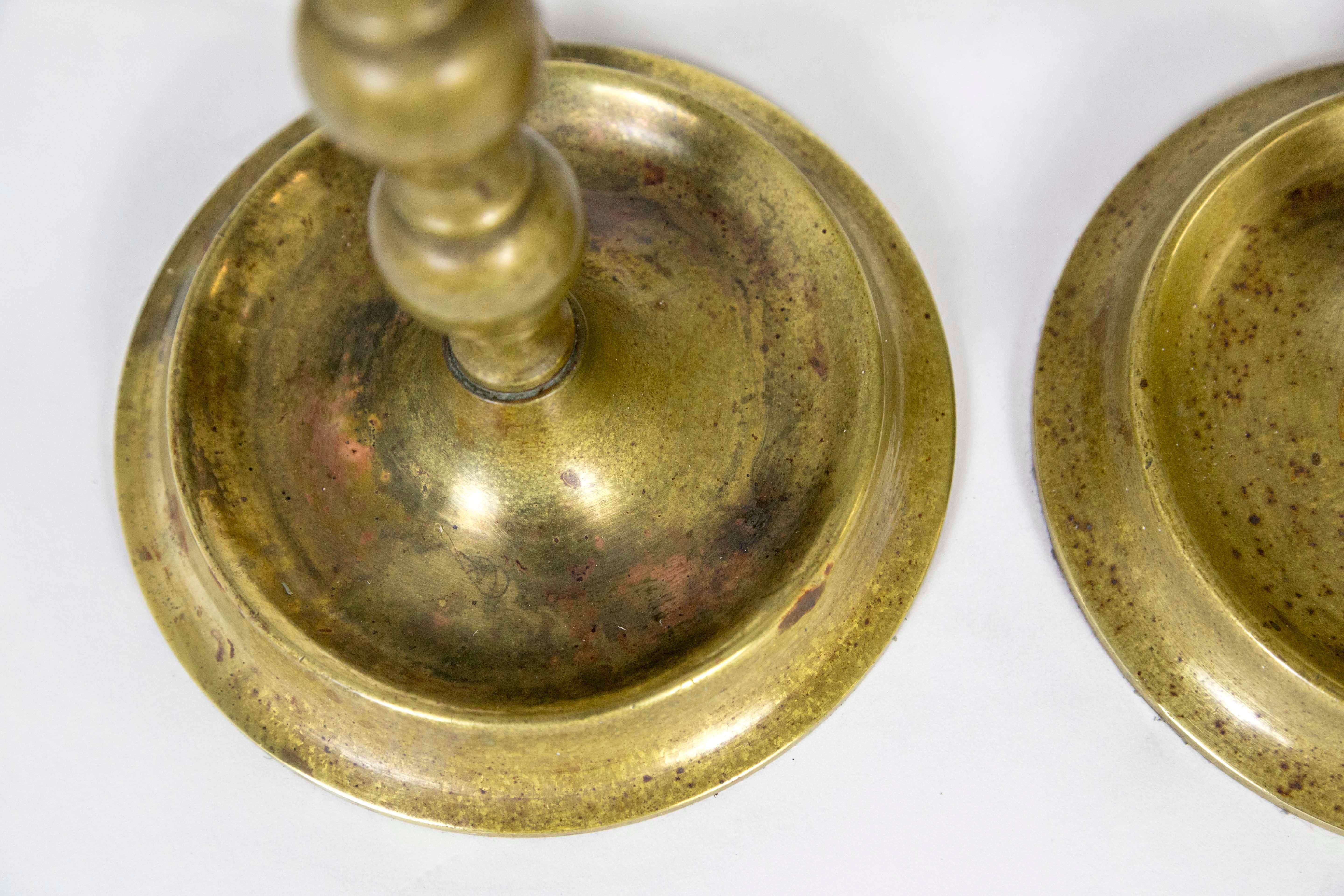 Early 20th Century American Colonial Brass Candlestick Lamps ‘Pair’ In Good Condition In San Francisco, CA