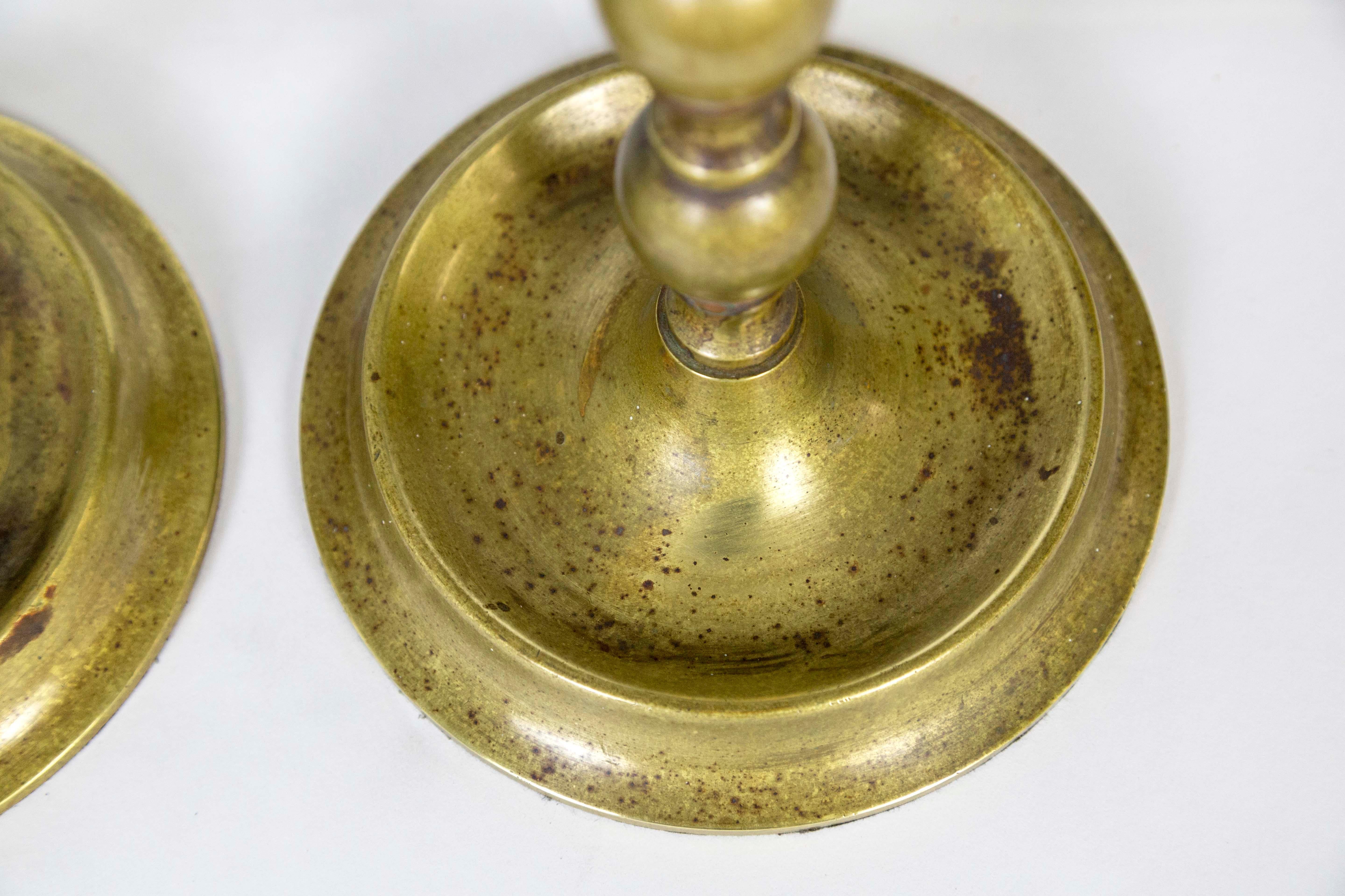Early 20th Century American Colonial Brass Candlestick Lamps ‘Pair’ 1