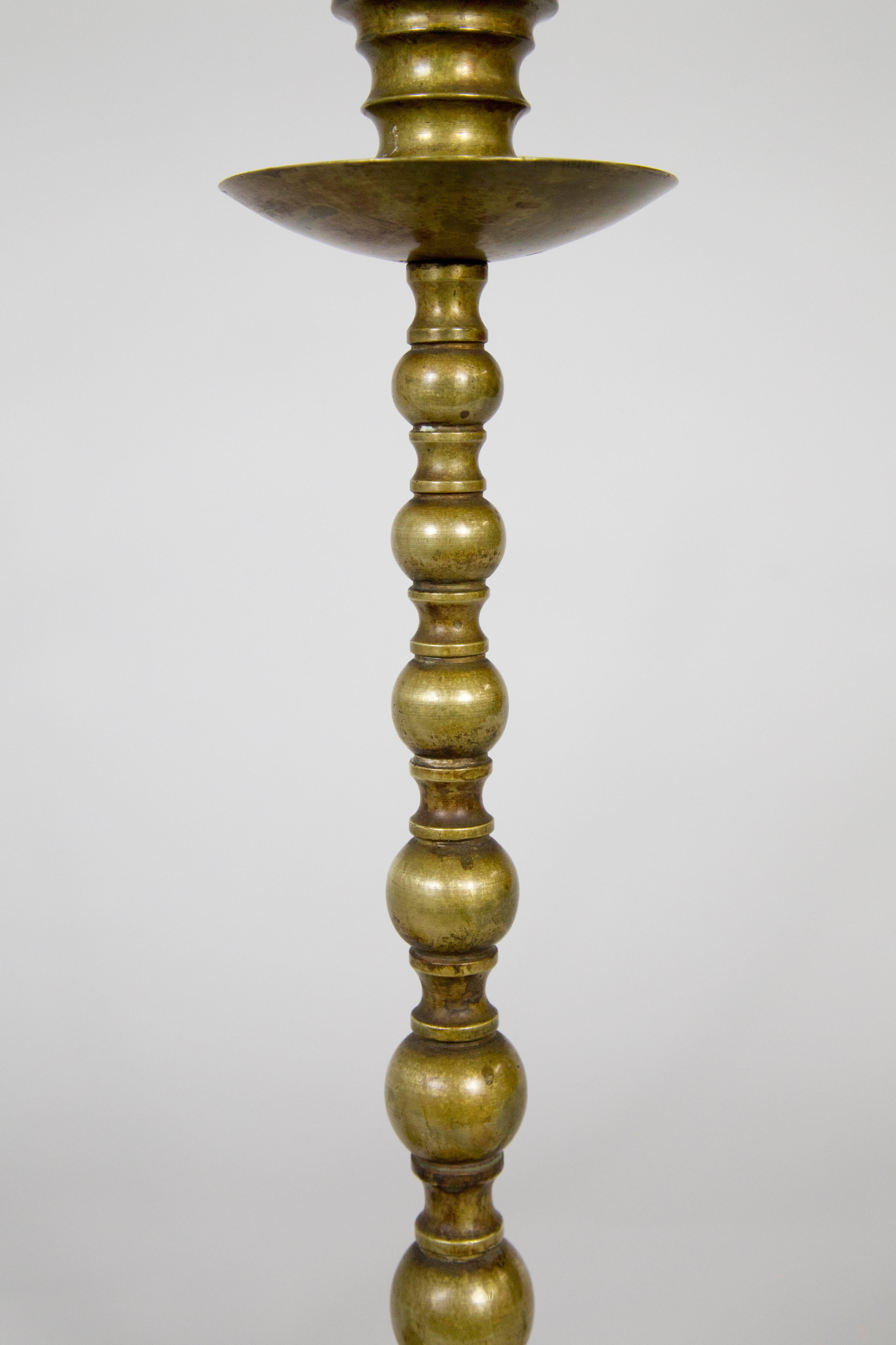 Early 20th Century American Colonial Brass Candlestick Lamps ‘Pair’ 3