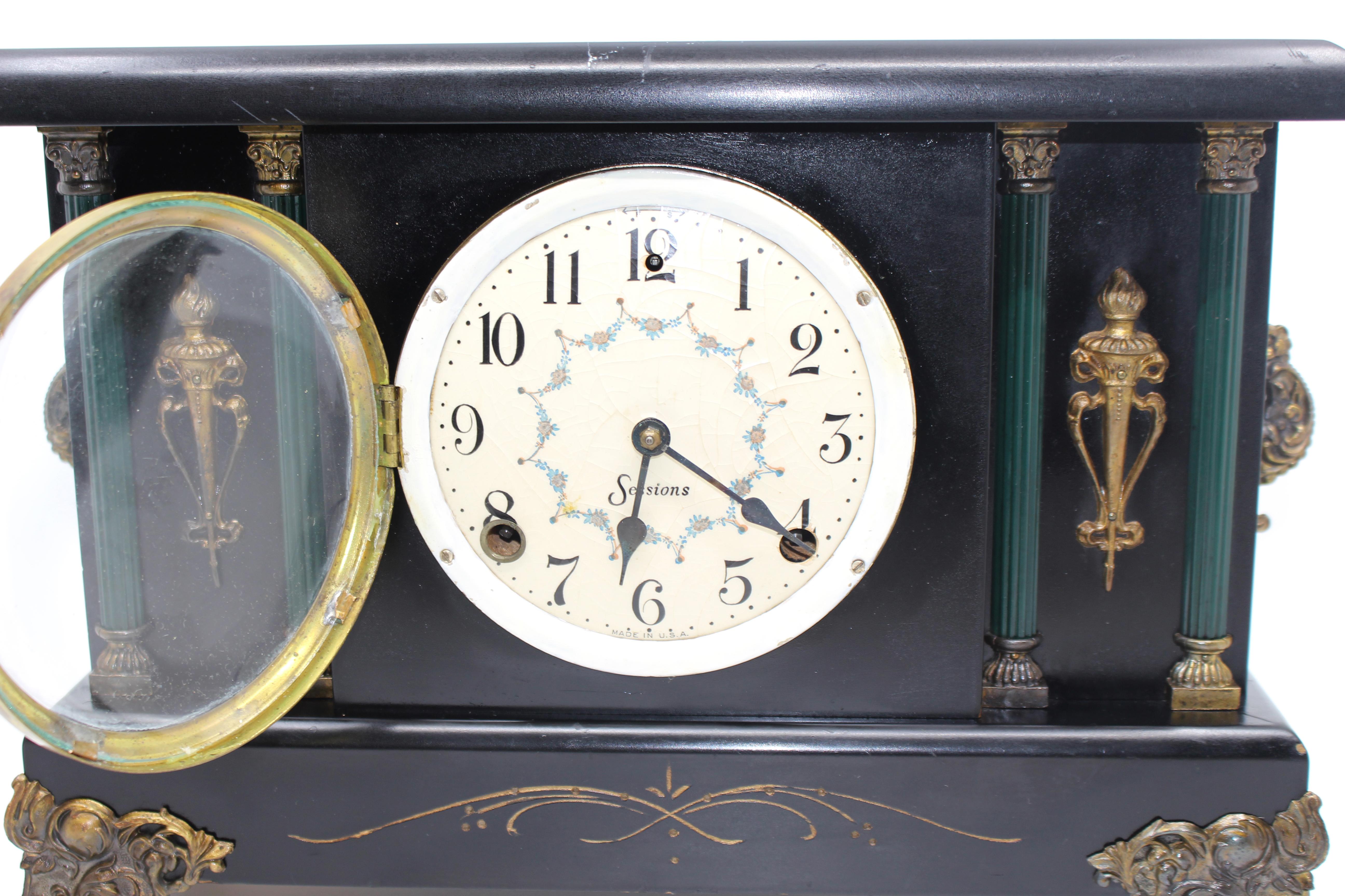 Early 20th Century American Ebonized Mantle Clock In Good Condition In Worcester, Worcestershire