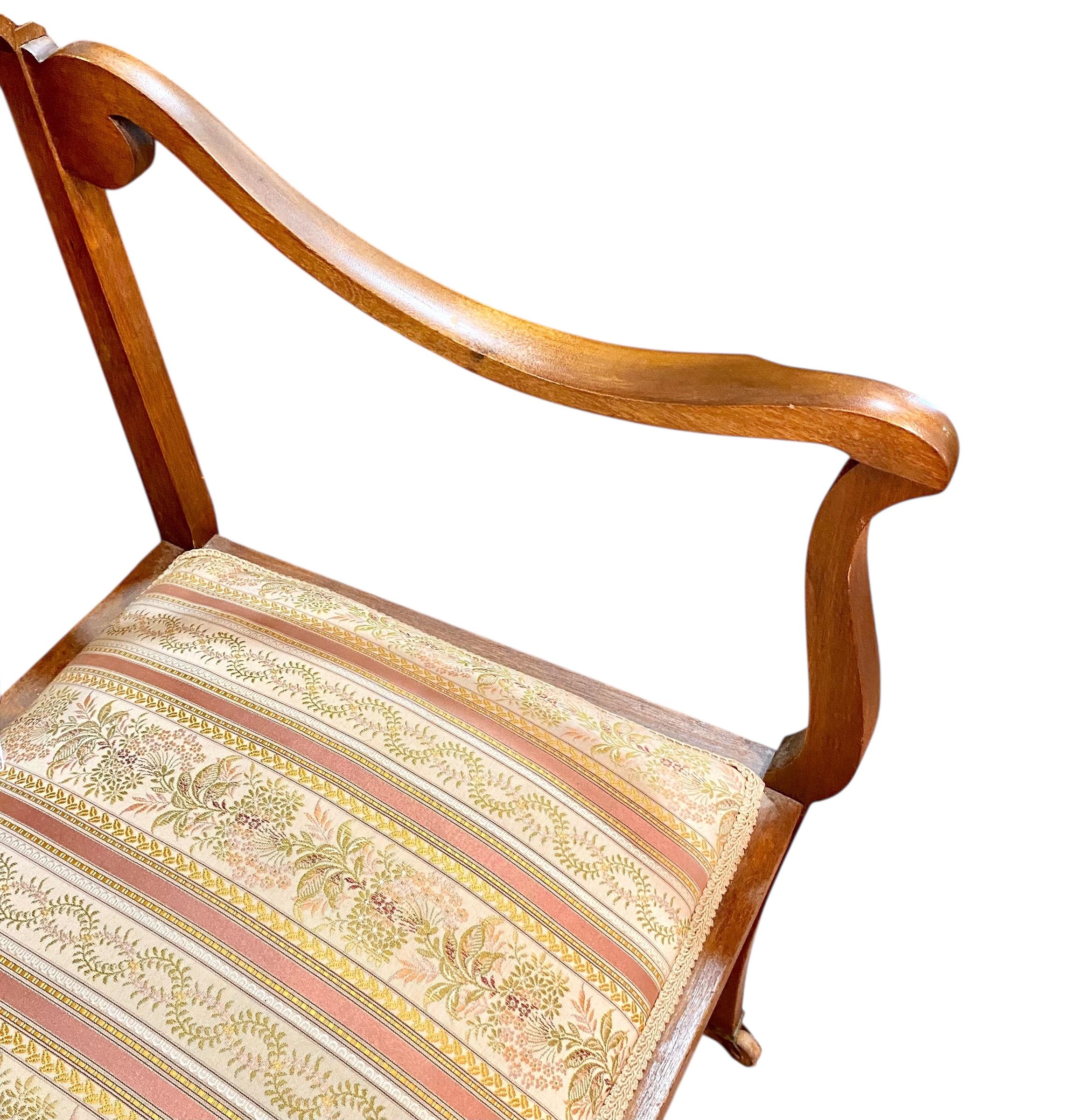 Sculpté à la main Early 20th C American Inlaid Mother Of Pearl Mahogany Art Nouveau Bench en vente