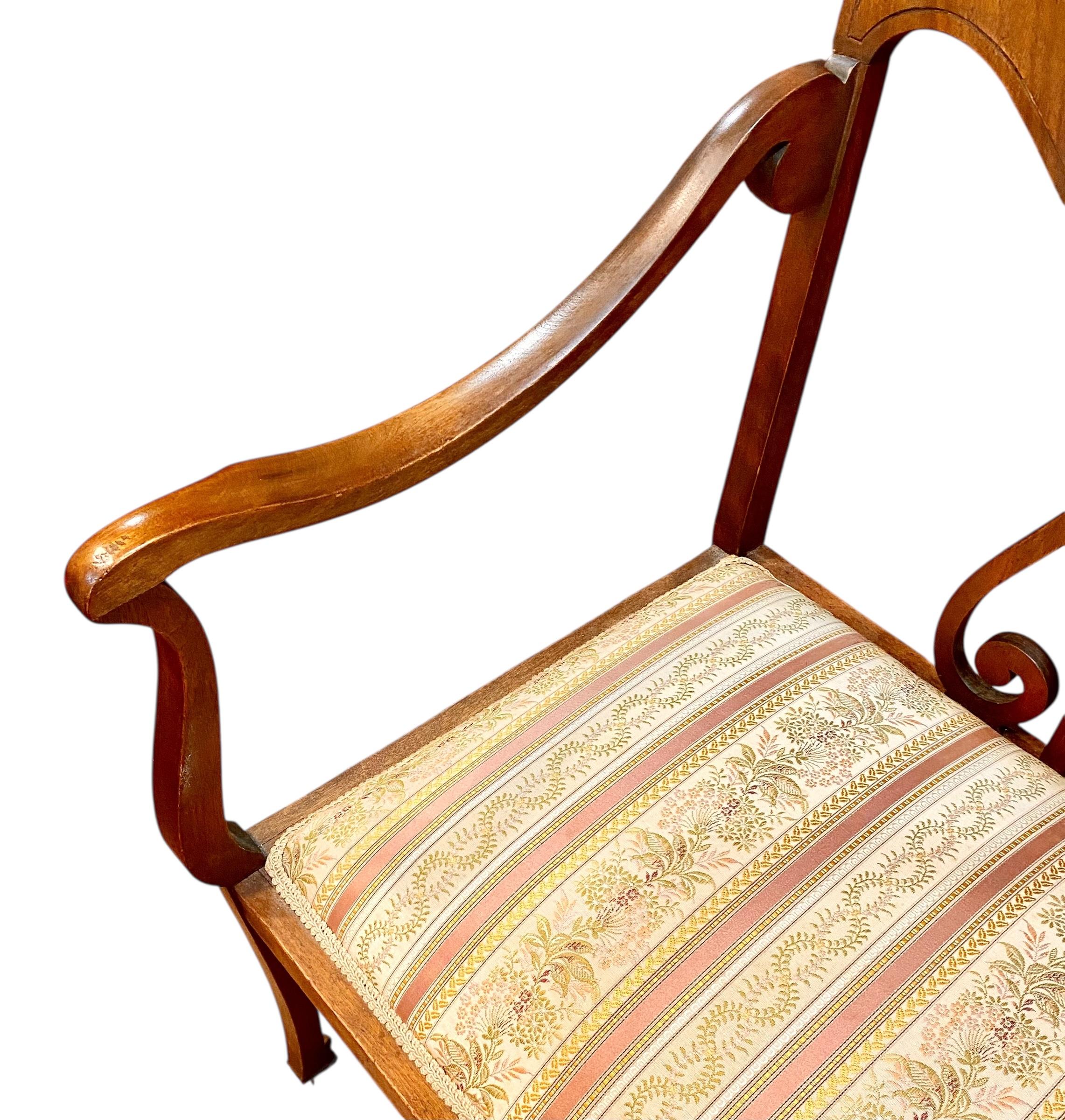 Early 20th C American Inlaid Mother Of Pearl Mahogany Art Nouveau Bench Bon état - En vente à New Orleans, LA