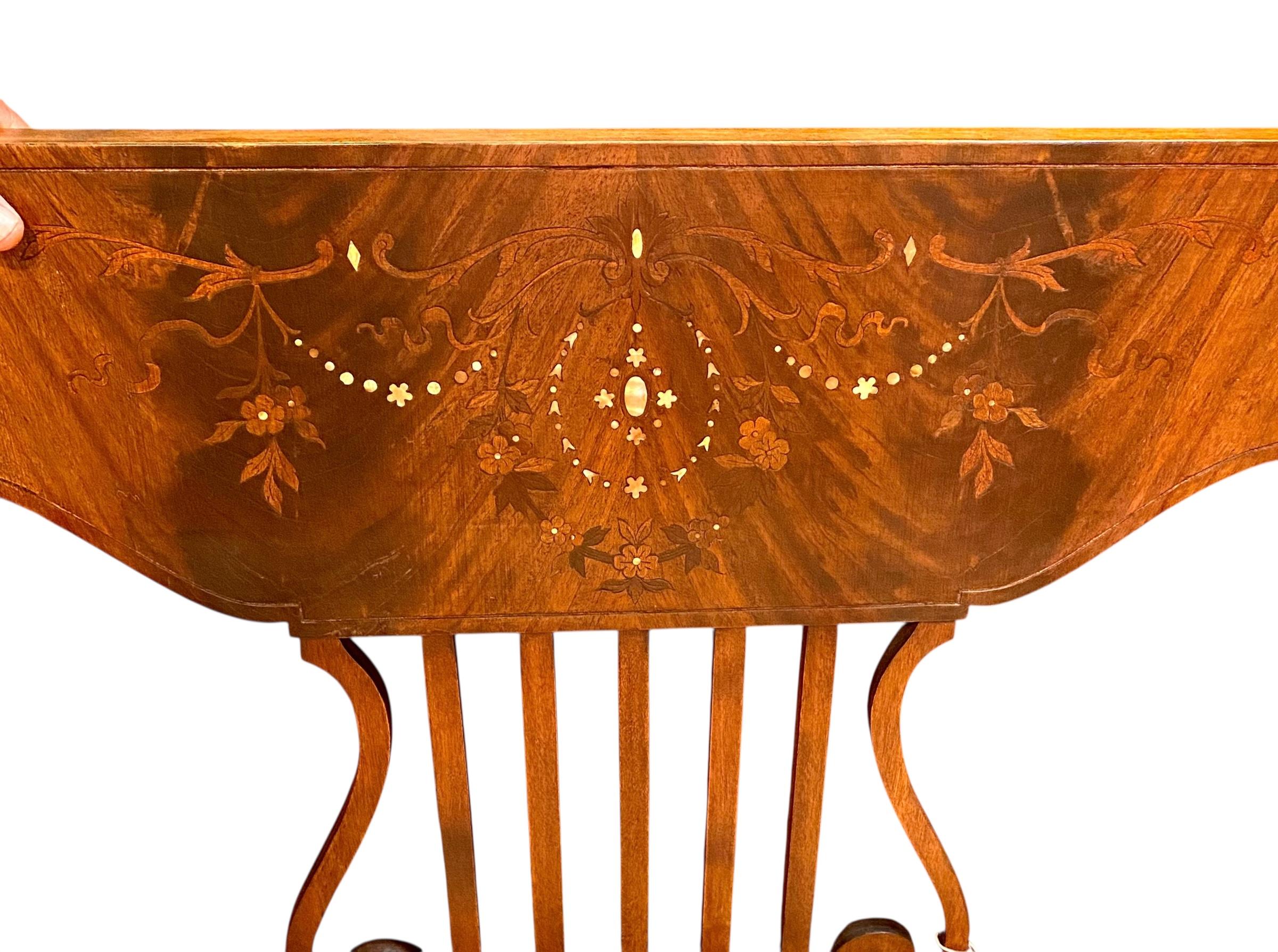 Early 20th C American Inlaid Mother Of Pearl Mahogany Art Nouveau Bench en vente 1