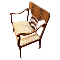 Early 20th C American Inlaid Mother Of Pearl Mahogany Art Nouveau Bench