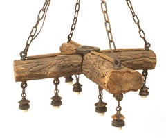 Rustic Adirondack Style Log Chandelier