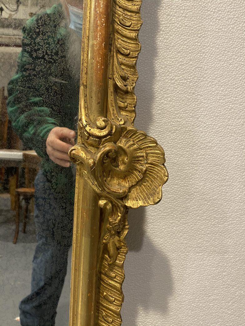 Early 20th C. Antique French Gilt Mirror Floral Details Gesso & Carved Wood 5