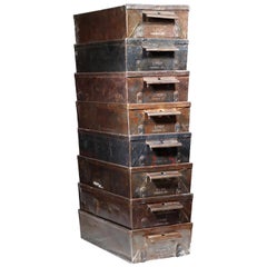 Early 20th Century Antique Steel Drawers circa 1930-1940 Set of Three Early 20th Century Antique Steel Drawers circa 1930-1940 Set of Three