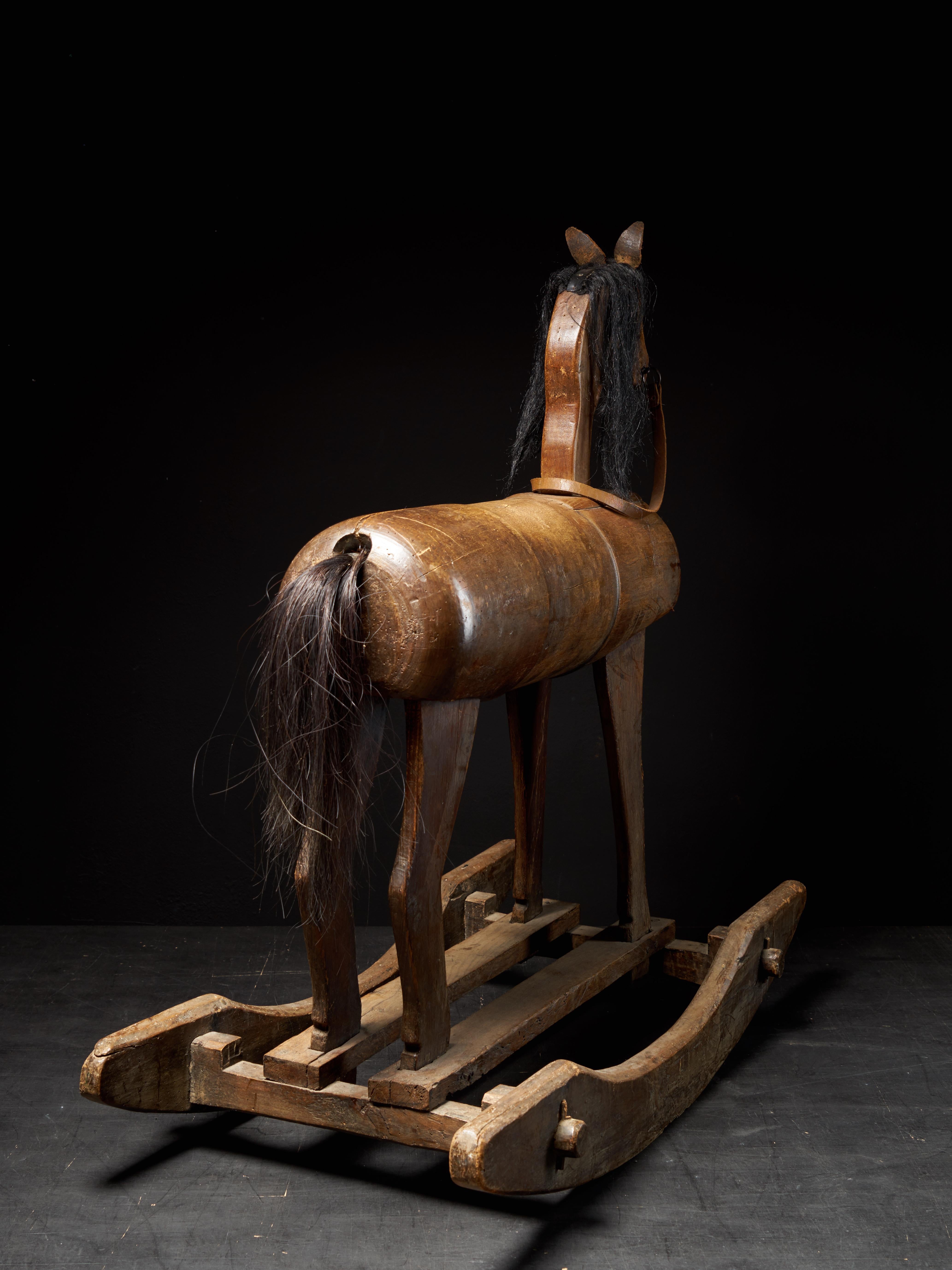 British Early 20th Century, Antique Wooden Rocking Horse For Sale