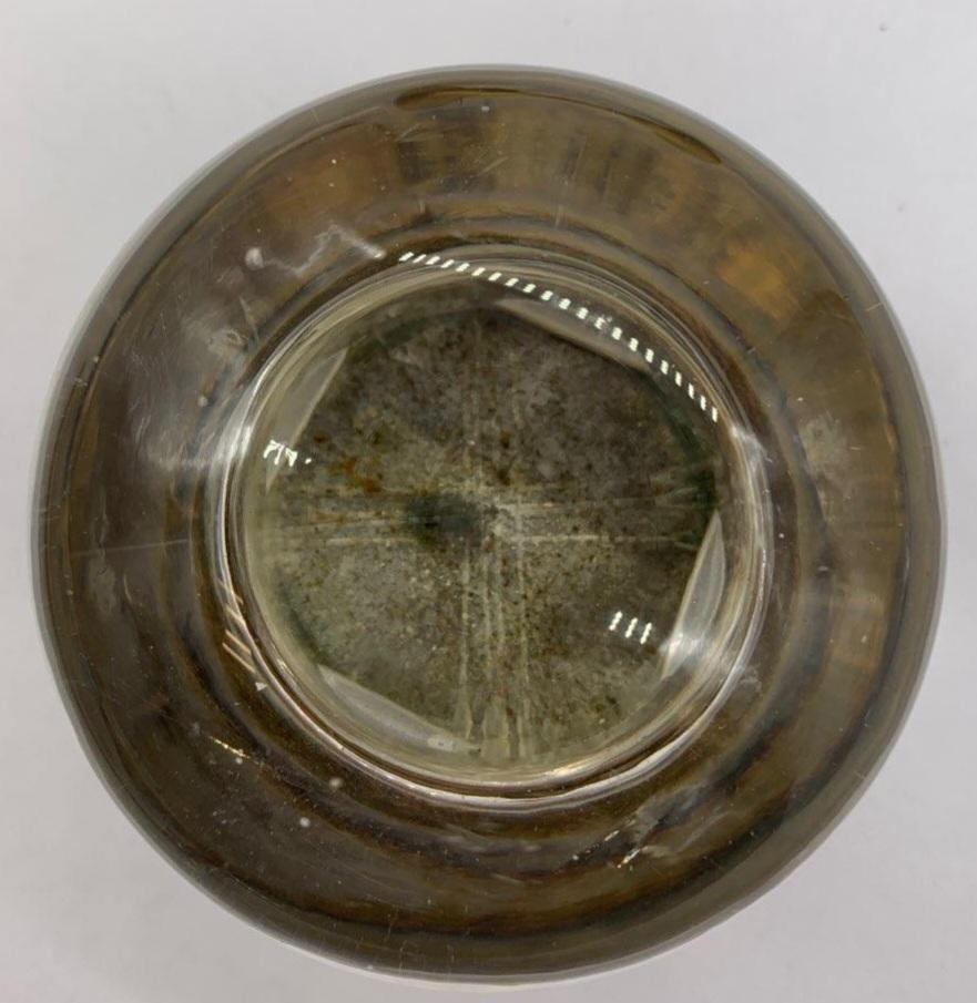 Brass Early 20th C Apostolic Cross Glass Door Knob Set w Spindle
