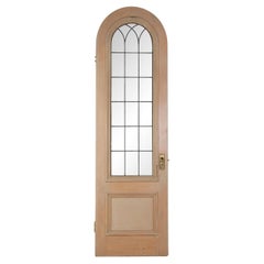 Used Early 20th Century Arch Wood Door with Lead Glass Window
