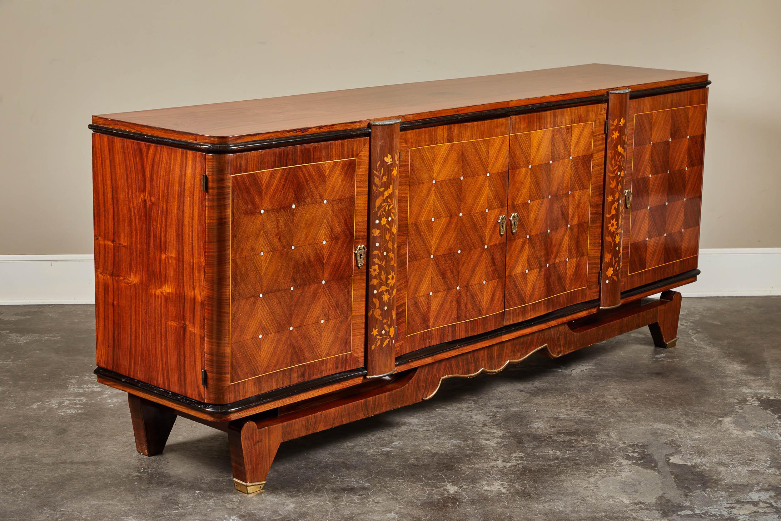 Inlay Early 20th Century Art Deco Rosewood Marquetry Sideboard