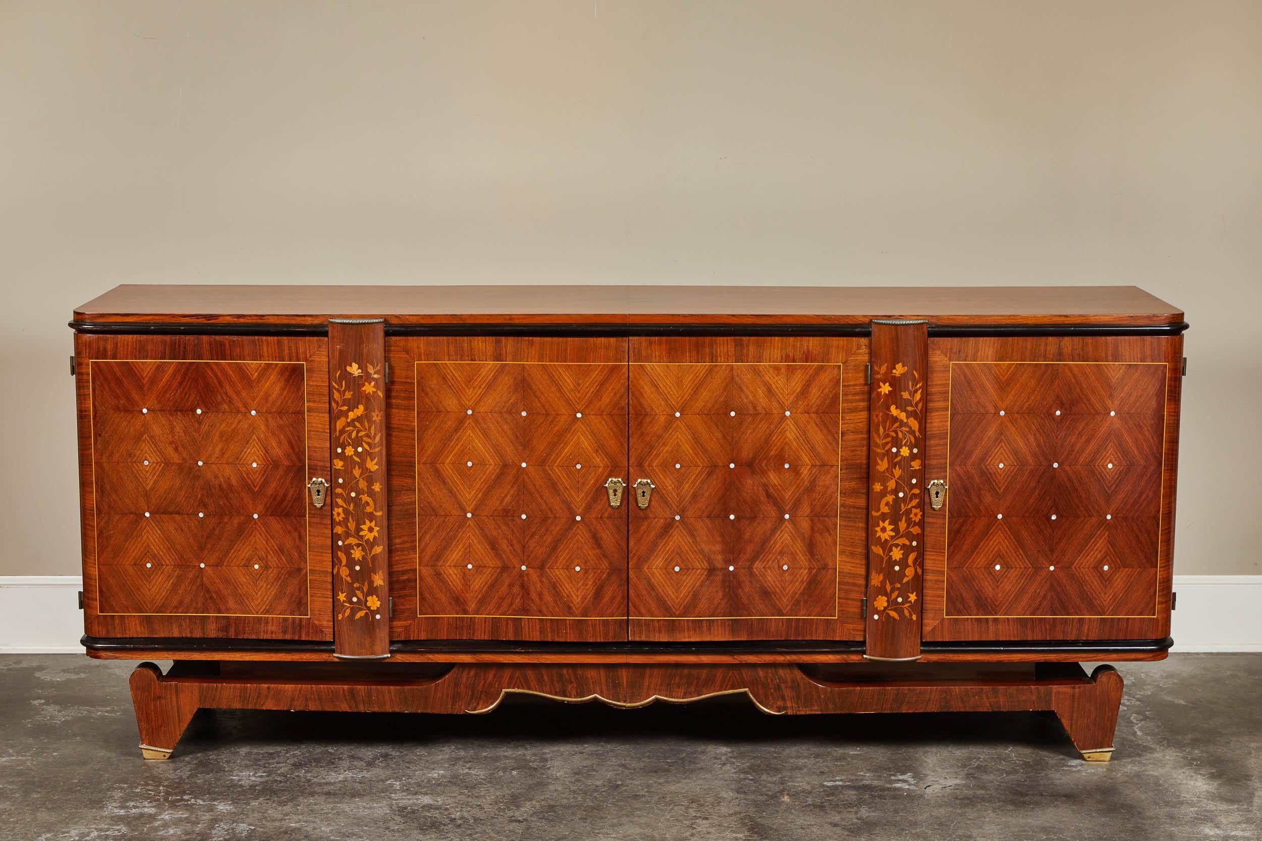 Early 20th Century Art Deco Rosewood Marquetry Sideboard 1