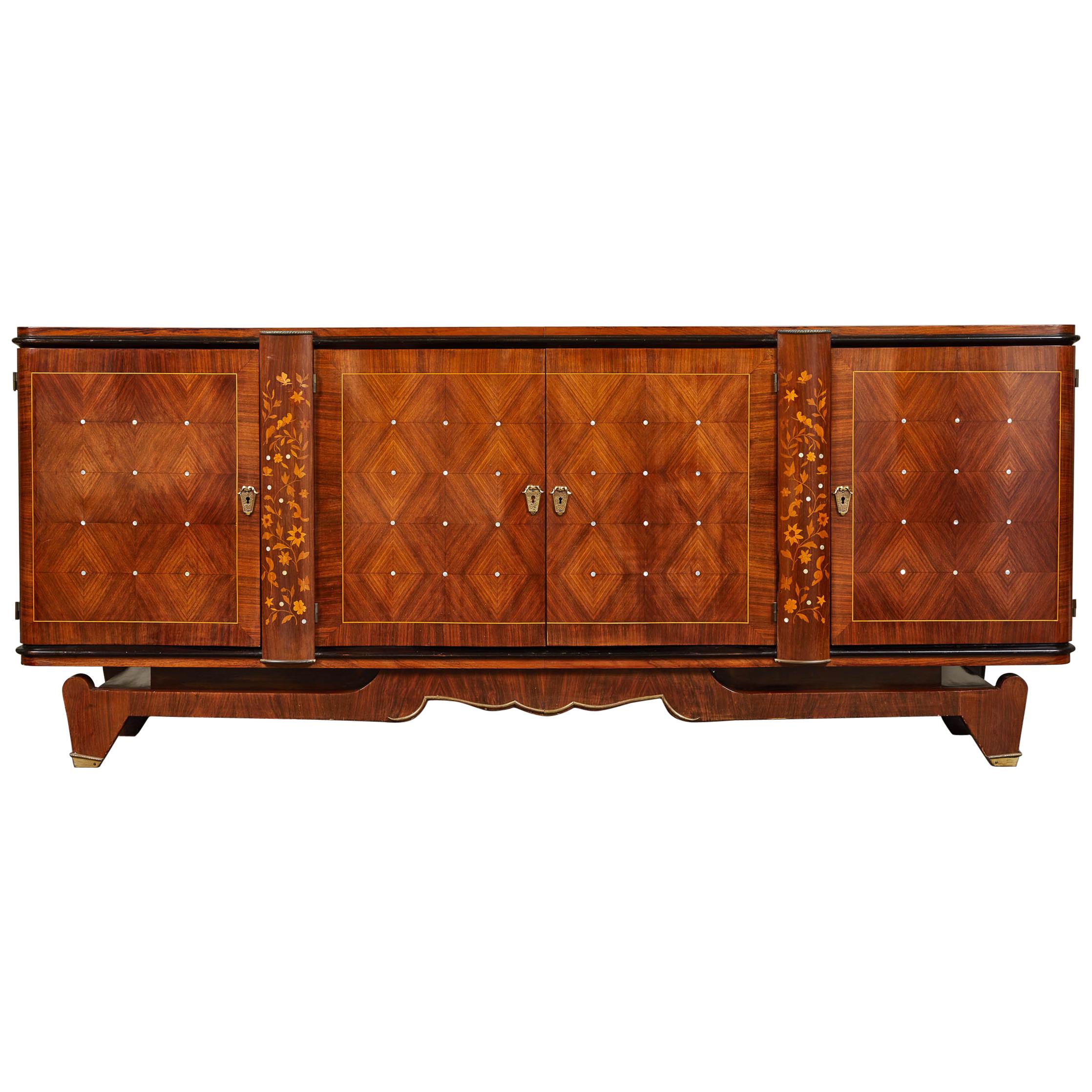 Early 20th Century Art Deco Rosewood Marquetry Sideboard