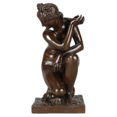 Early 20th C Art Nouveau Entitled "Kneeling Venus" by the Barbedienne Foundry