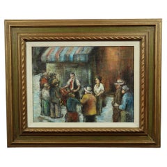 Antique Early 20th C Ashcan School - "City Merchant #1" - Illegibly Signed Oil on Canvas