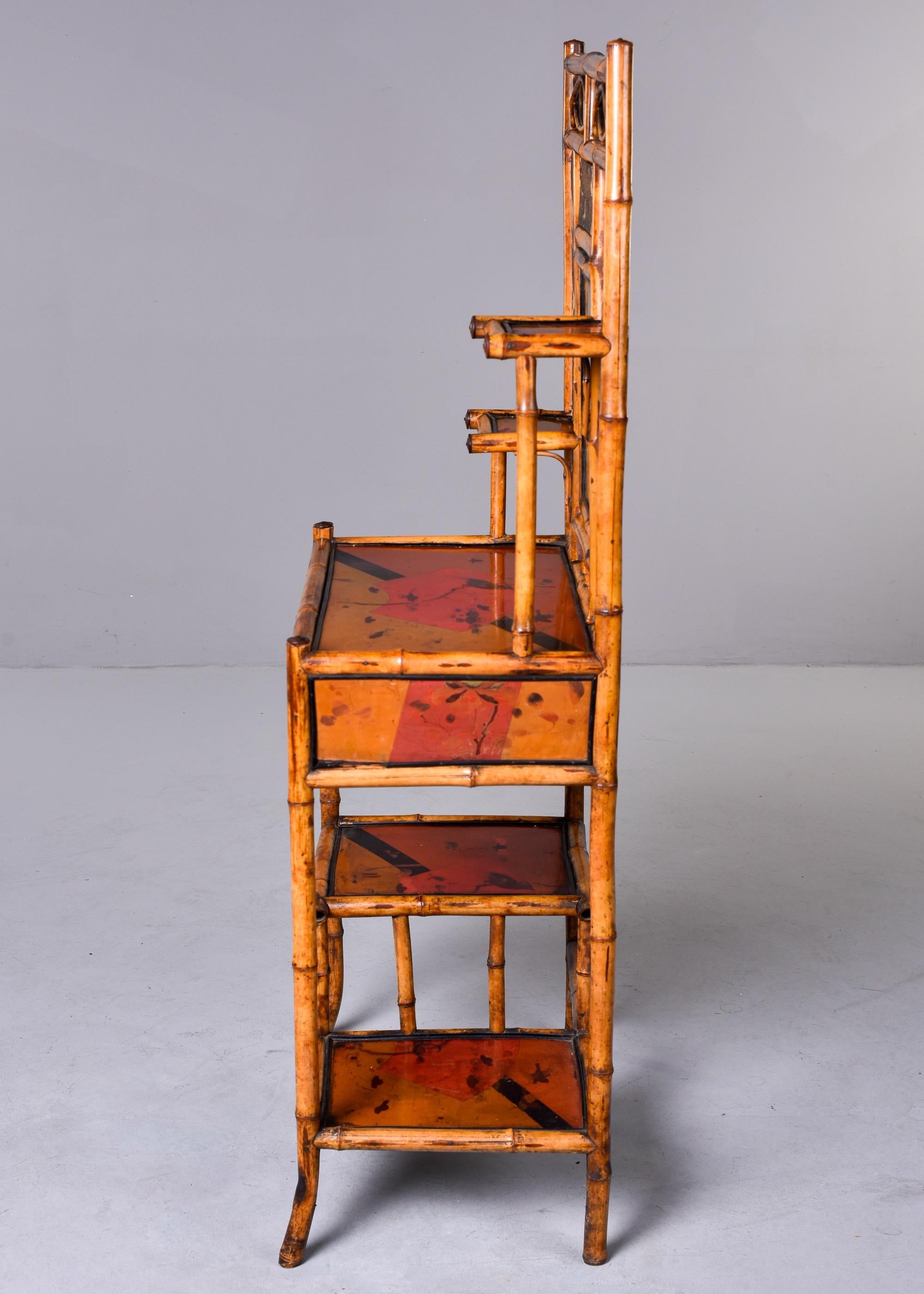 Early 20th C Asian Style English Bamboo Hall Cupboard or Stand 6
