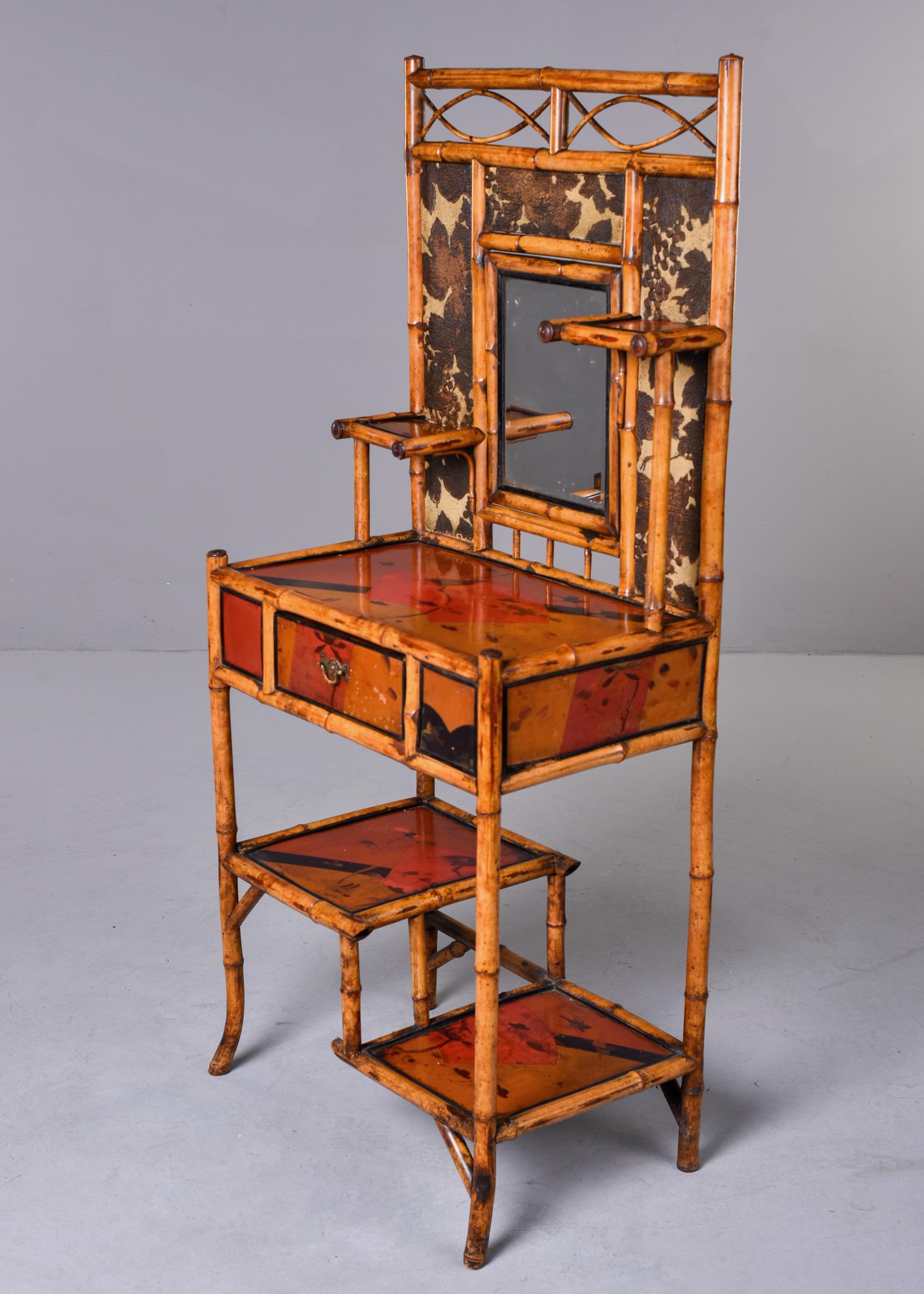 Early 20th C Asian Style English Bamboo Hall Cupboard or Stand 7