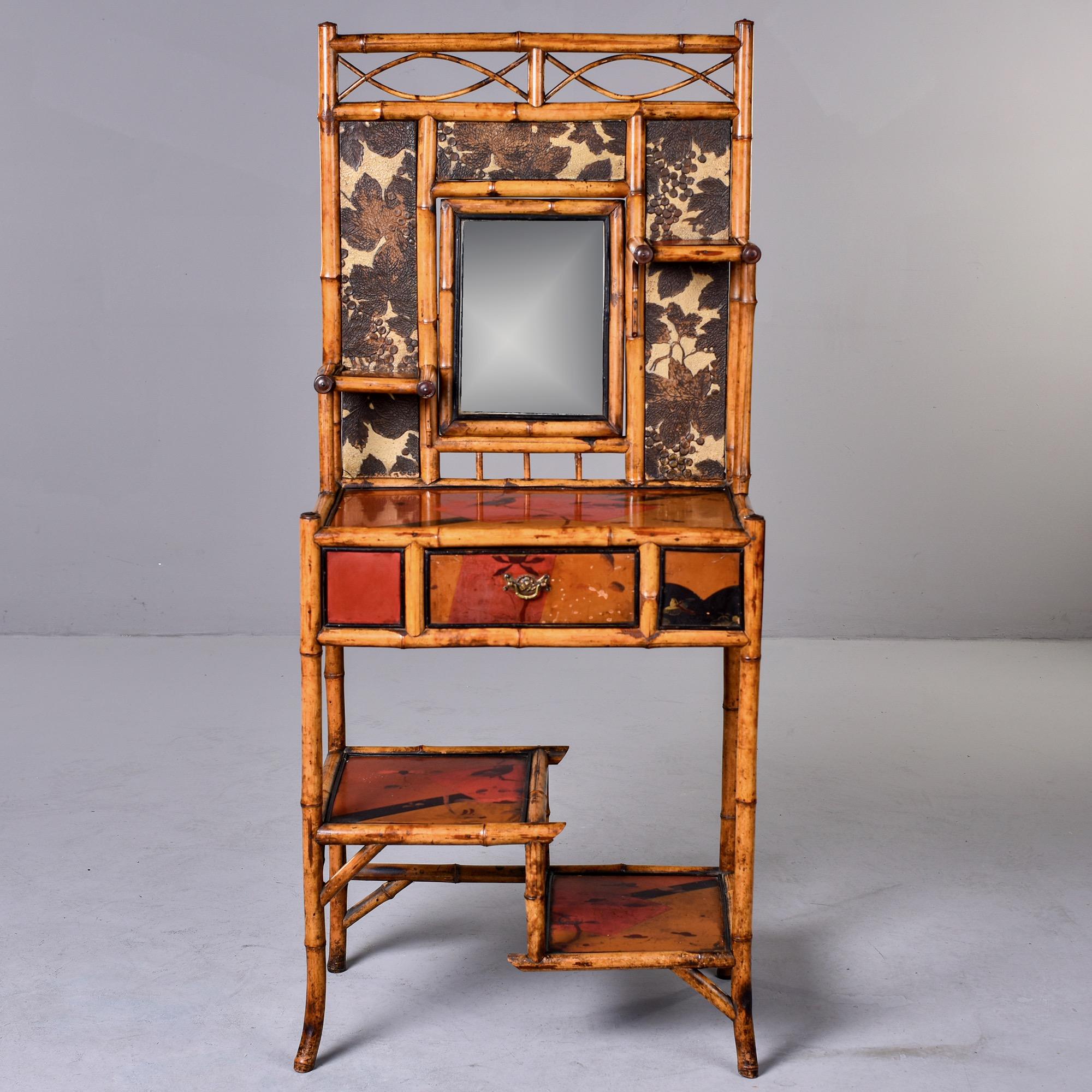 Early 20th C Asian Style English Bamboo Hall Cupboard or Stand 9