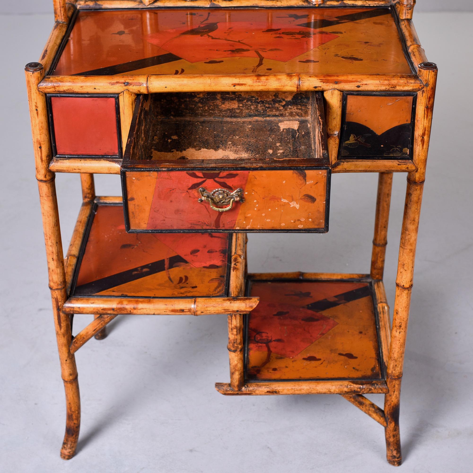 Chinoiserie Early 20th C Asian Style English Bamboo Hall Cupboard or Stand