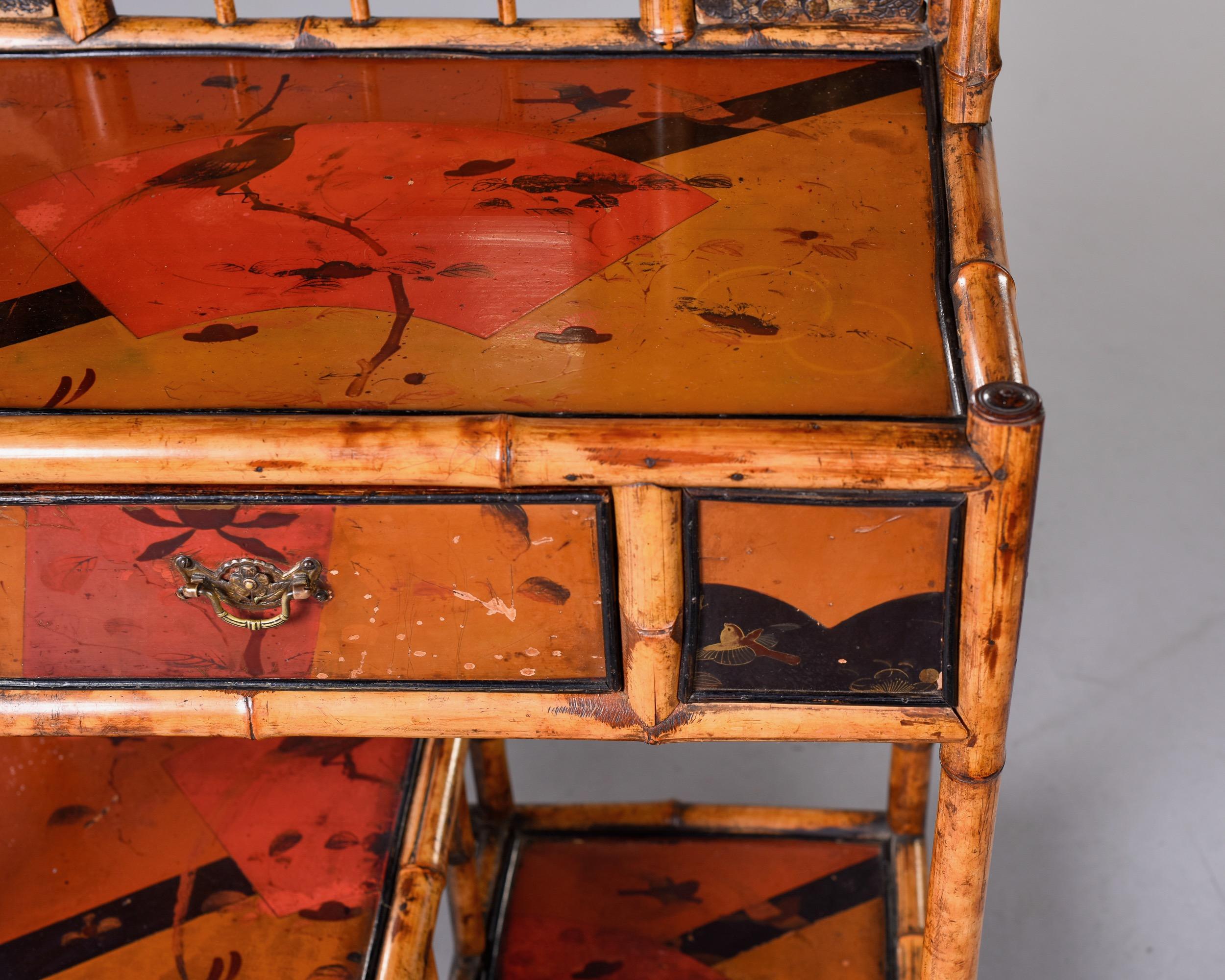 Early 20th C Asian Style English Bamboo Hall Cupboard or Stand 2