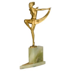 Early 20th C Austrian Cold-Painted Bronze Entitled "Speed" by Josef Lorenzl