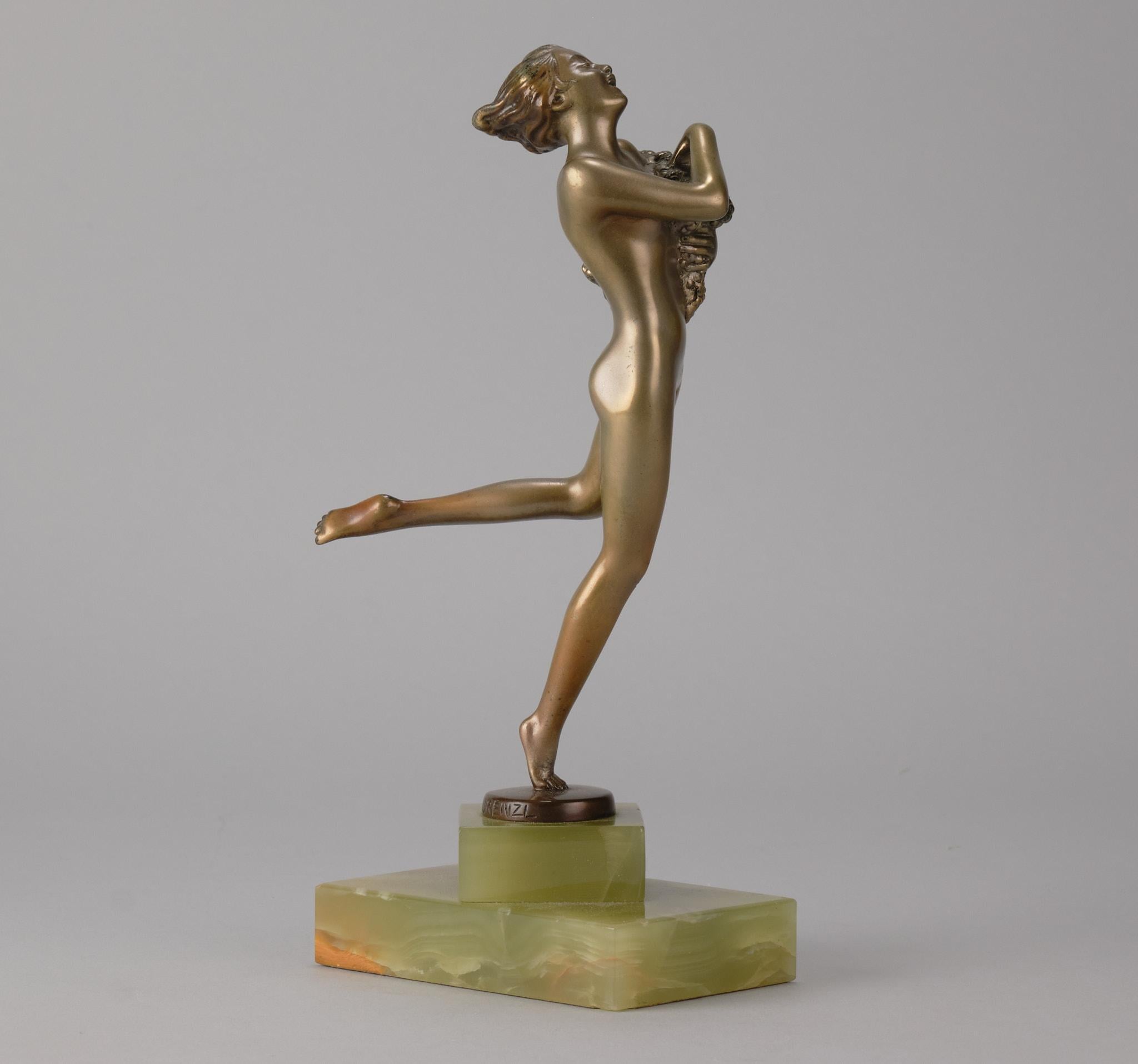 Early 20th C Austrian Cold-Painted Bronze Entitled 